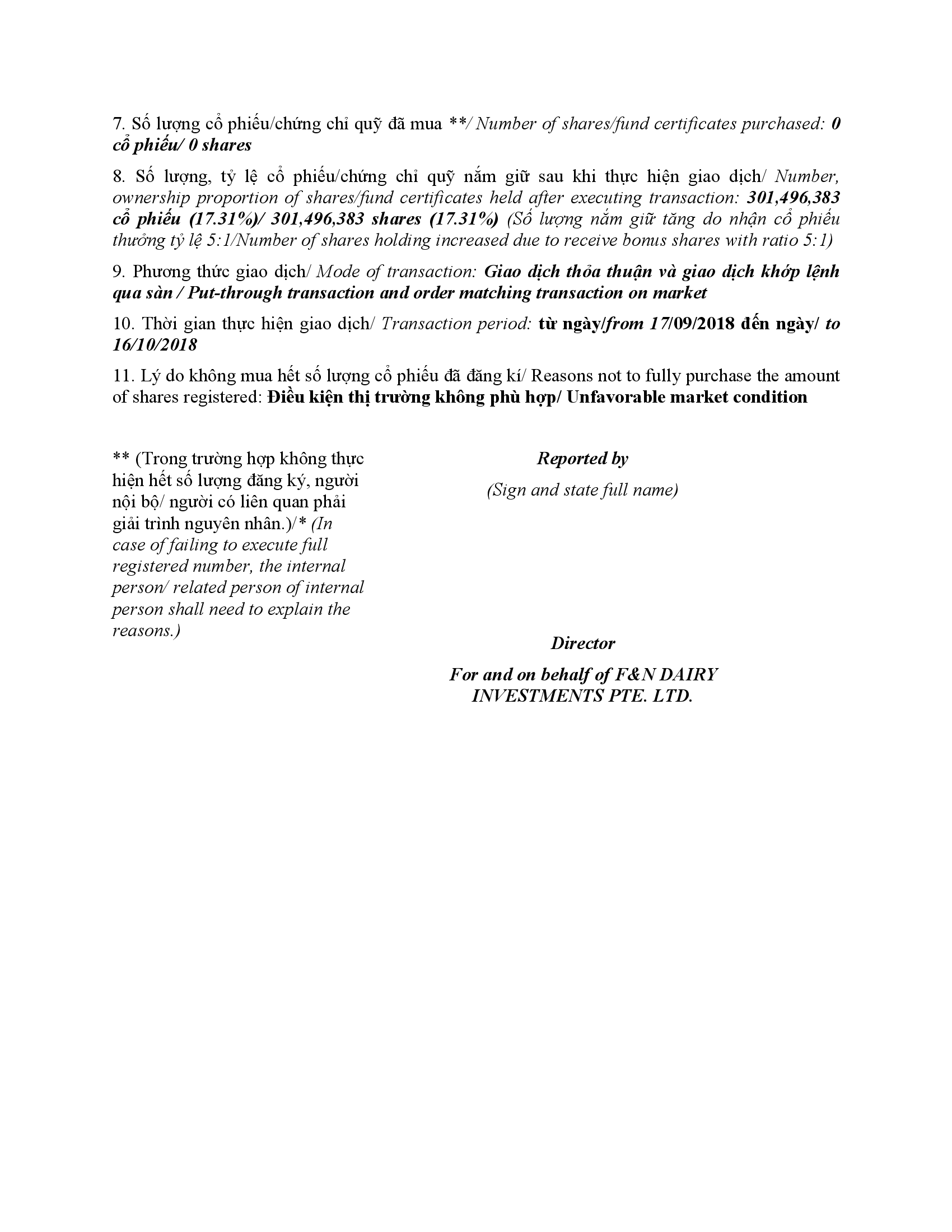 Báo cáo kết quả giao dịch cổ phiếu/chứng chỉ quỹ của người nội bộ của công ty đại chúng, người nội bộ của quỹ đại chúng và người có liên quan của người nội bộ 3