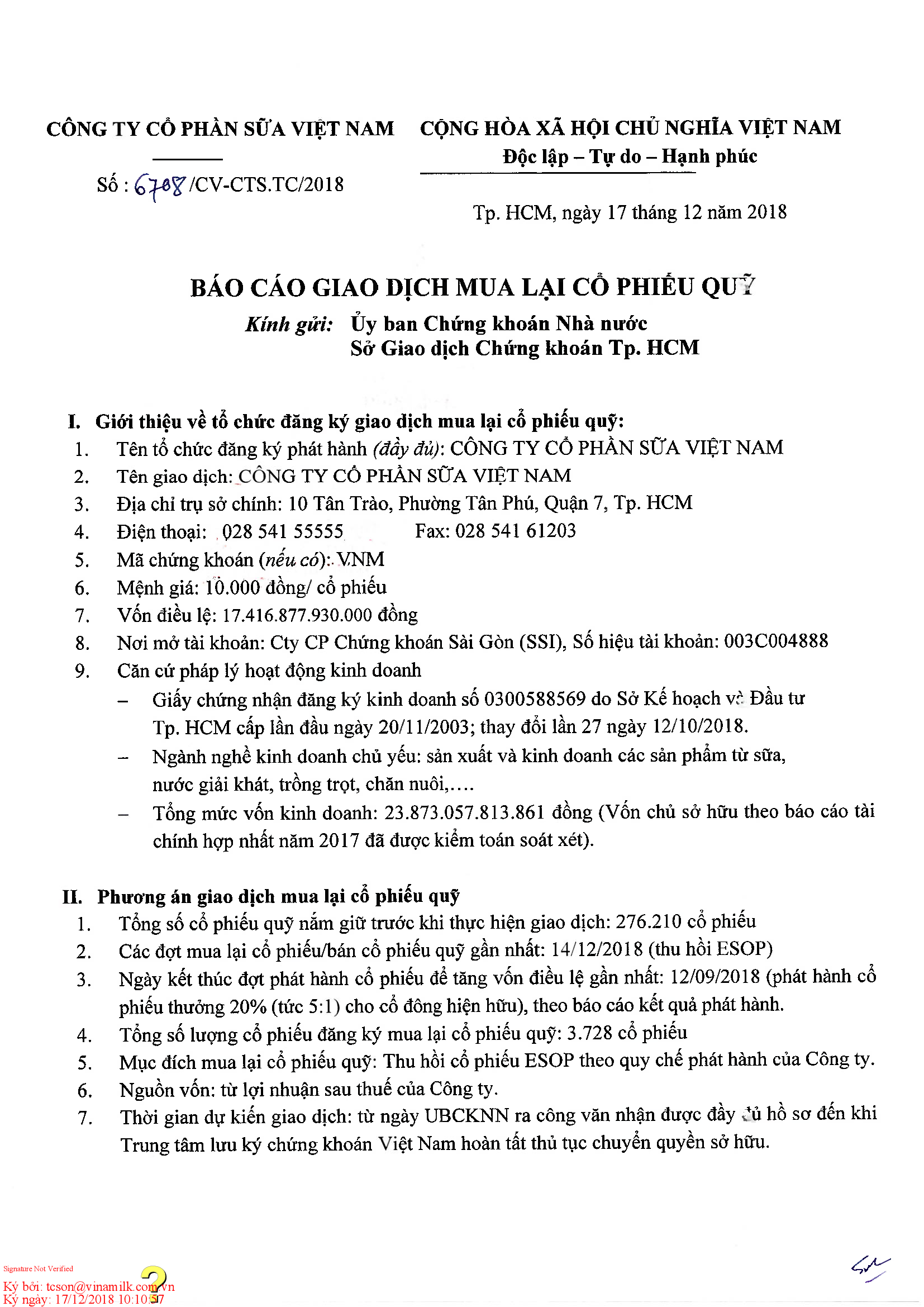 Báo cáo giao dịch mua lại cổ phiếu quỹ 1