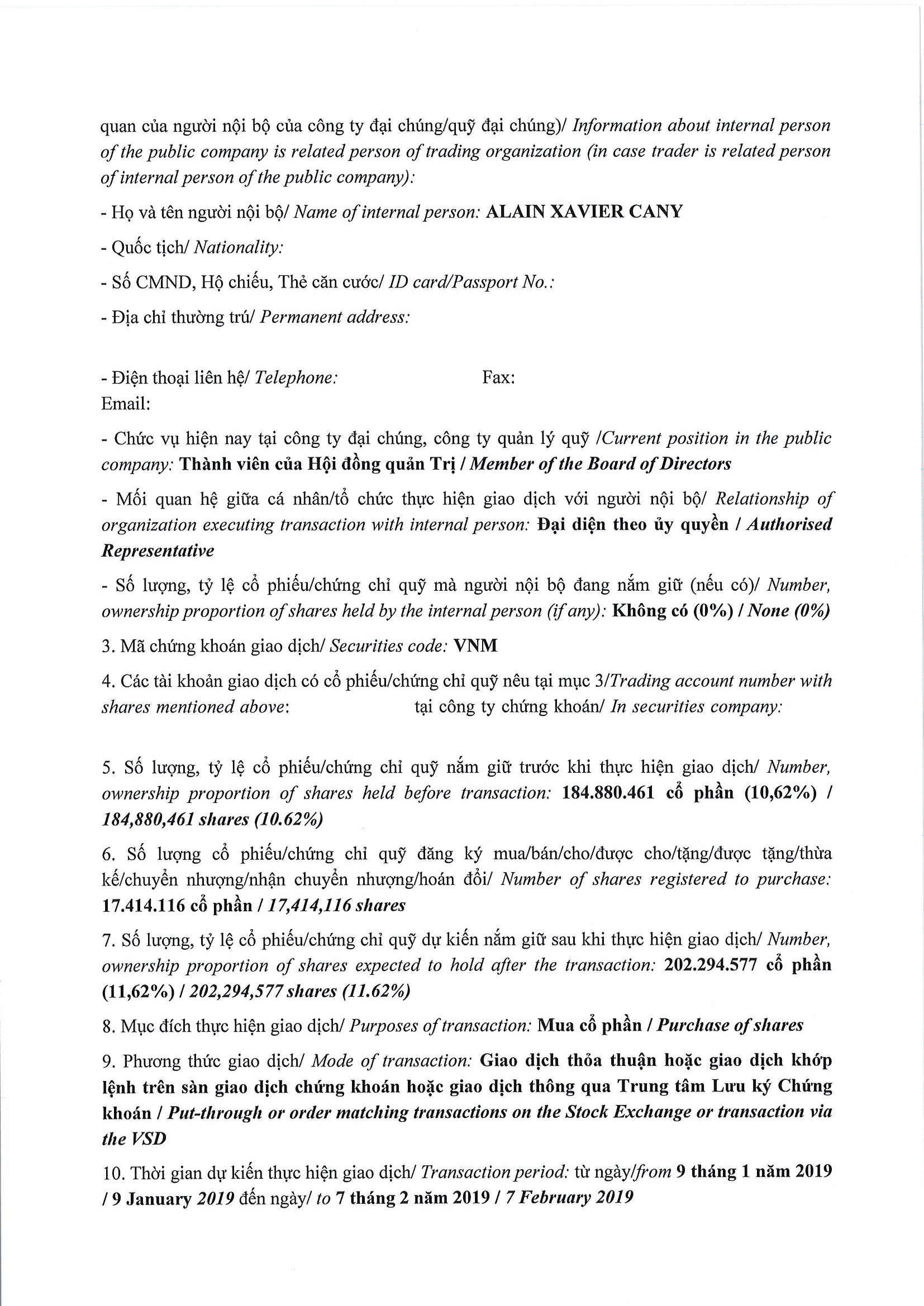 Thông báo giao dịch cổ phiếu/chứng chỉ quỹ của ngưởi nội bộ của công ty đại chúng, người nội bộ của quỹ đại chúng và người có liên quan của người nội bộ 2