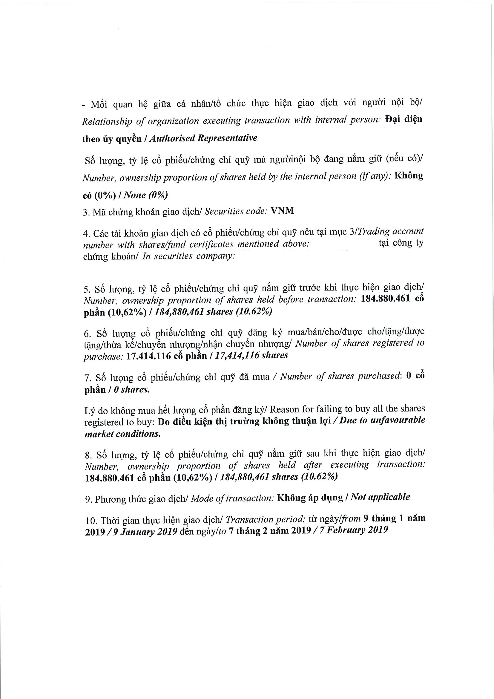 Báo cáo kết quả giao dịch cổ phiếu/chứng chỉ quỹ của người nội bộ của công ty đại chúng, người nội bộ của quỹ đại chúng và người có liên quan của người nội bộ 3