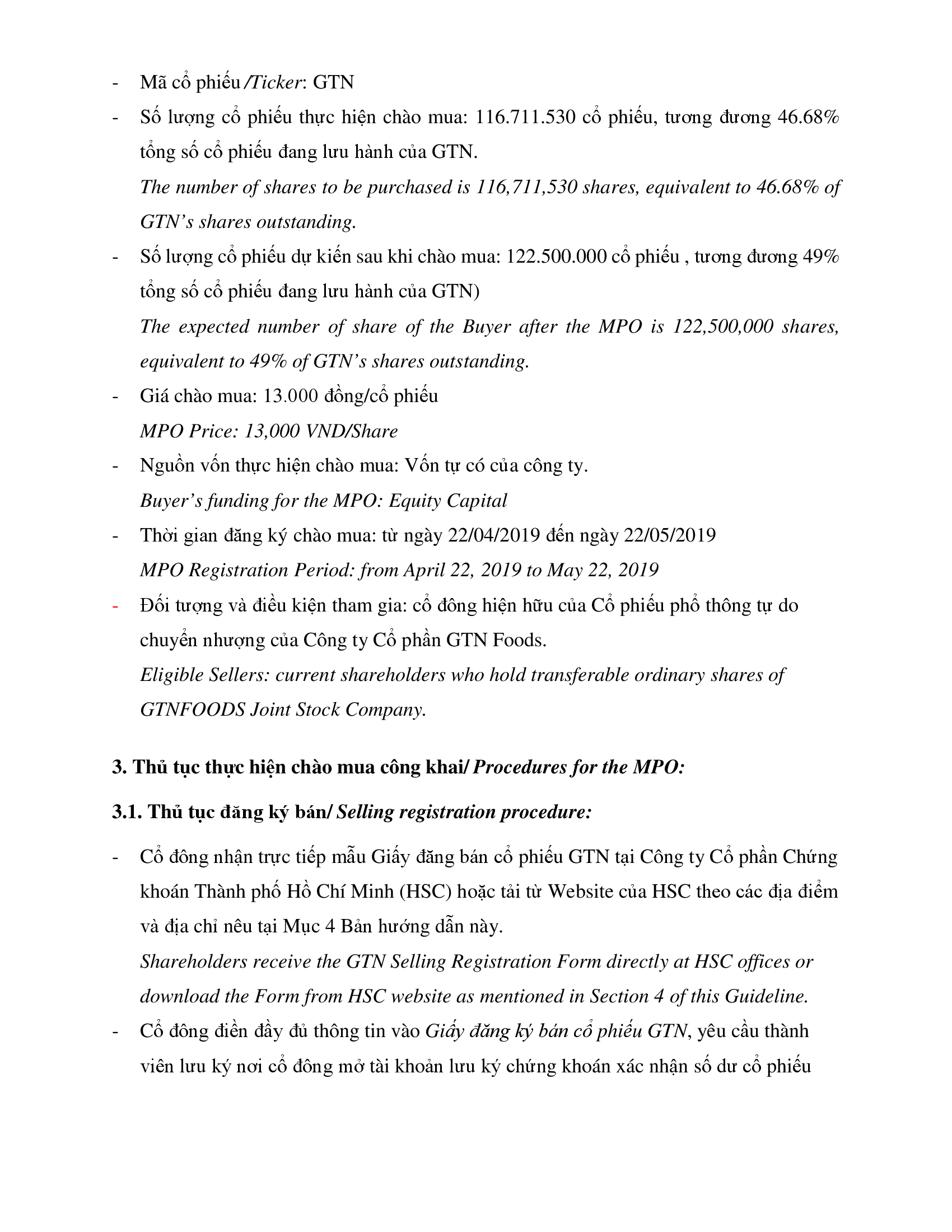 Hướng dẫn về đăng ký chào mua công khai 2