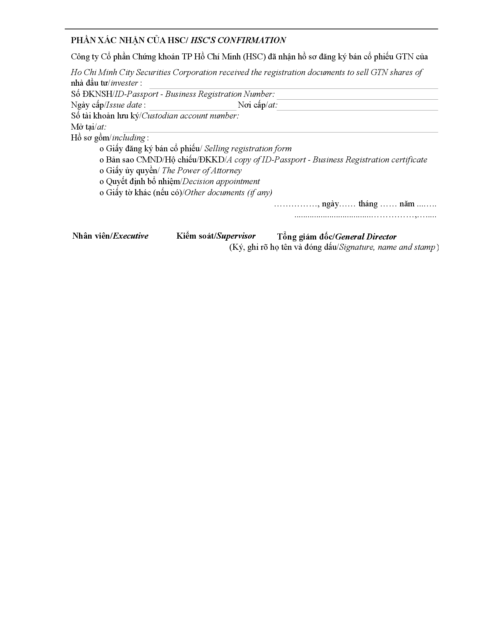 Selling Registration Form 3