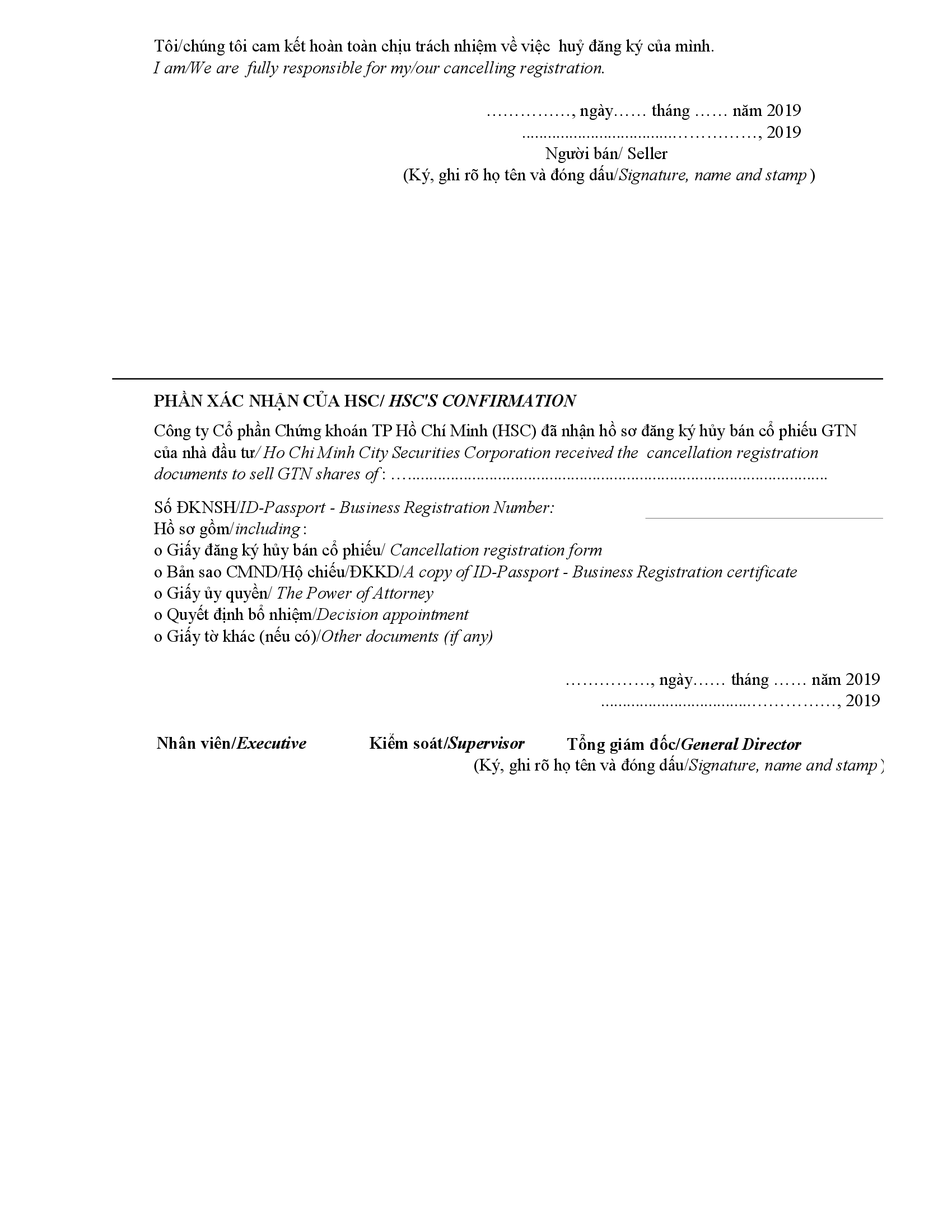 Selling Cancellation Form 2