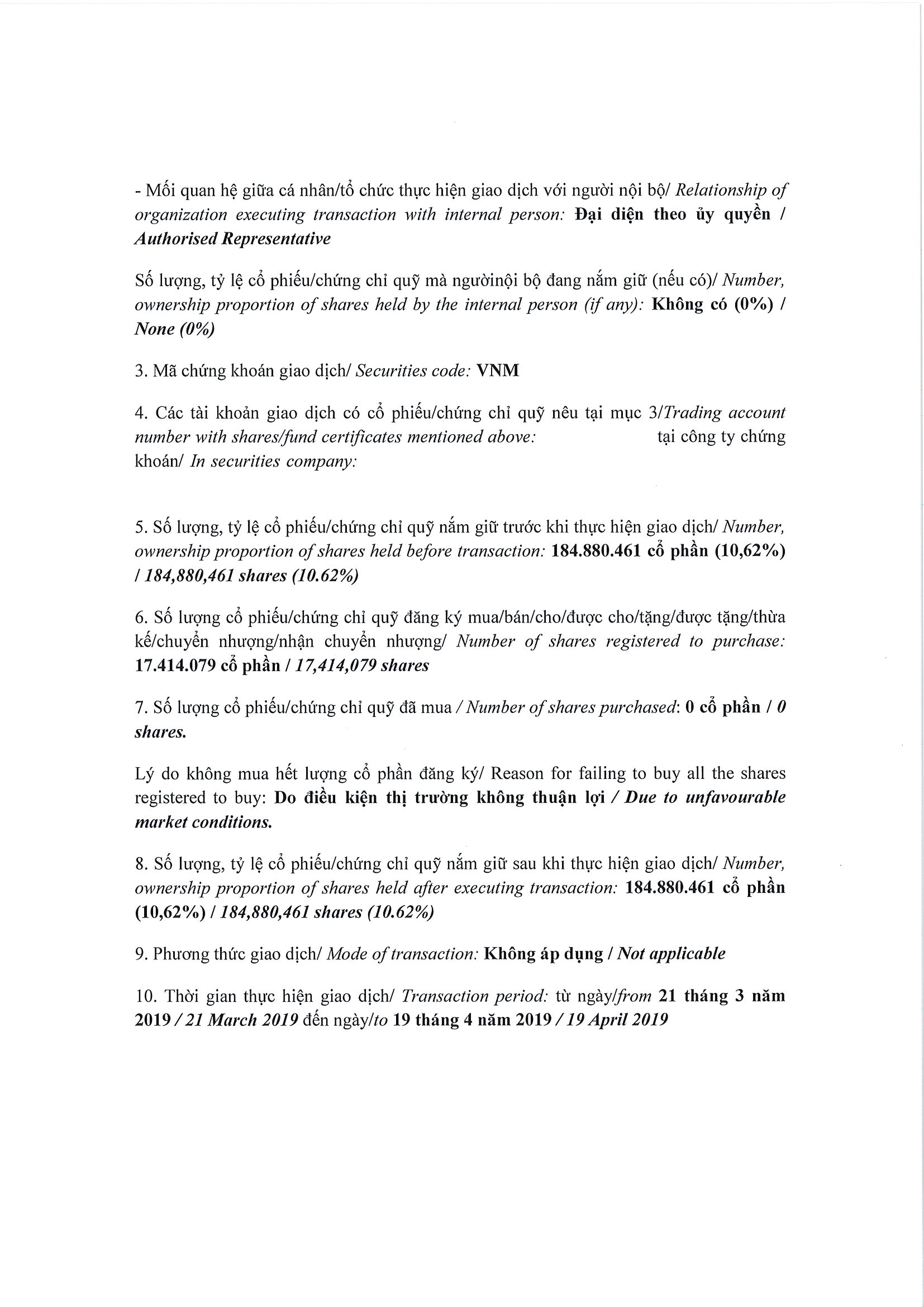 Báo cáo kết quả giao dịch cổ phiếu/chứng chỉ quỹ của người nội bộ của công ty đại chúng, người nội bộ của quỹ đại chúng và người có liên quan của người nội bộ 3