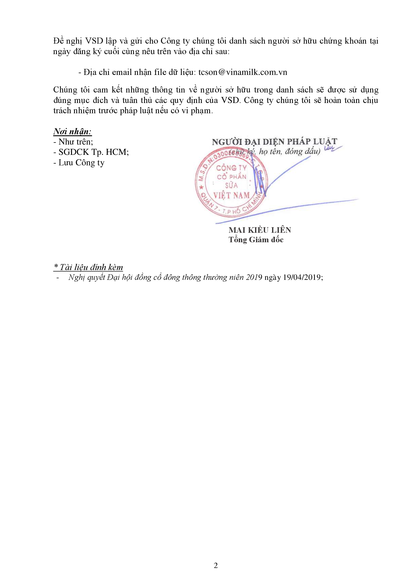 Chốt danh sách cổ đông gửi HOSE và SVD 2