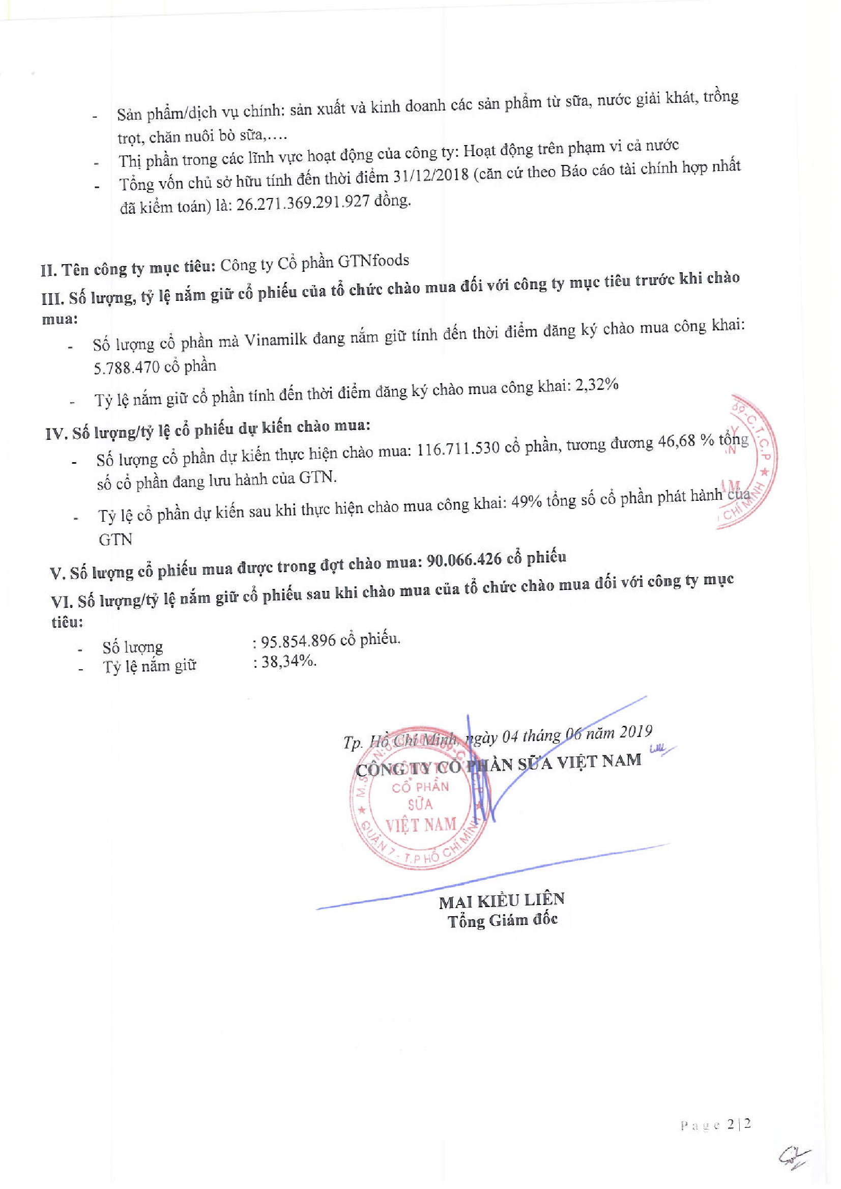 Báo cáo kết quả chào mua công khai GTN 2