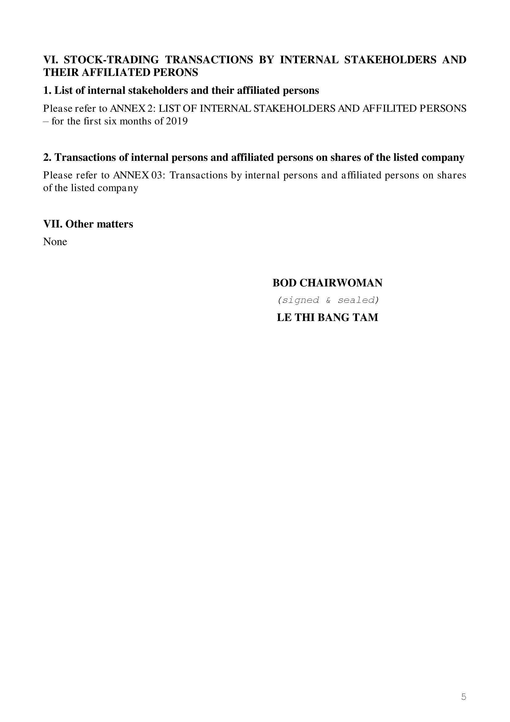 Report on corporate governance of public company 6 months of 2019 5