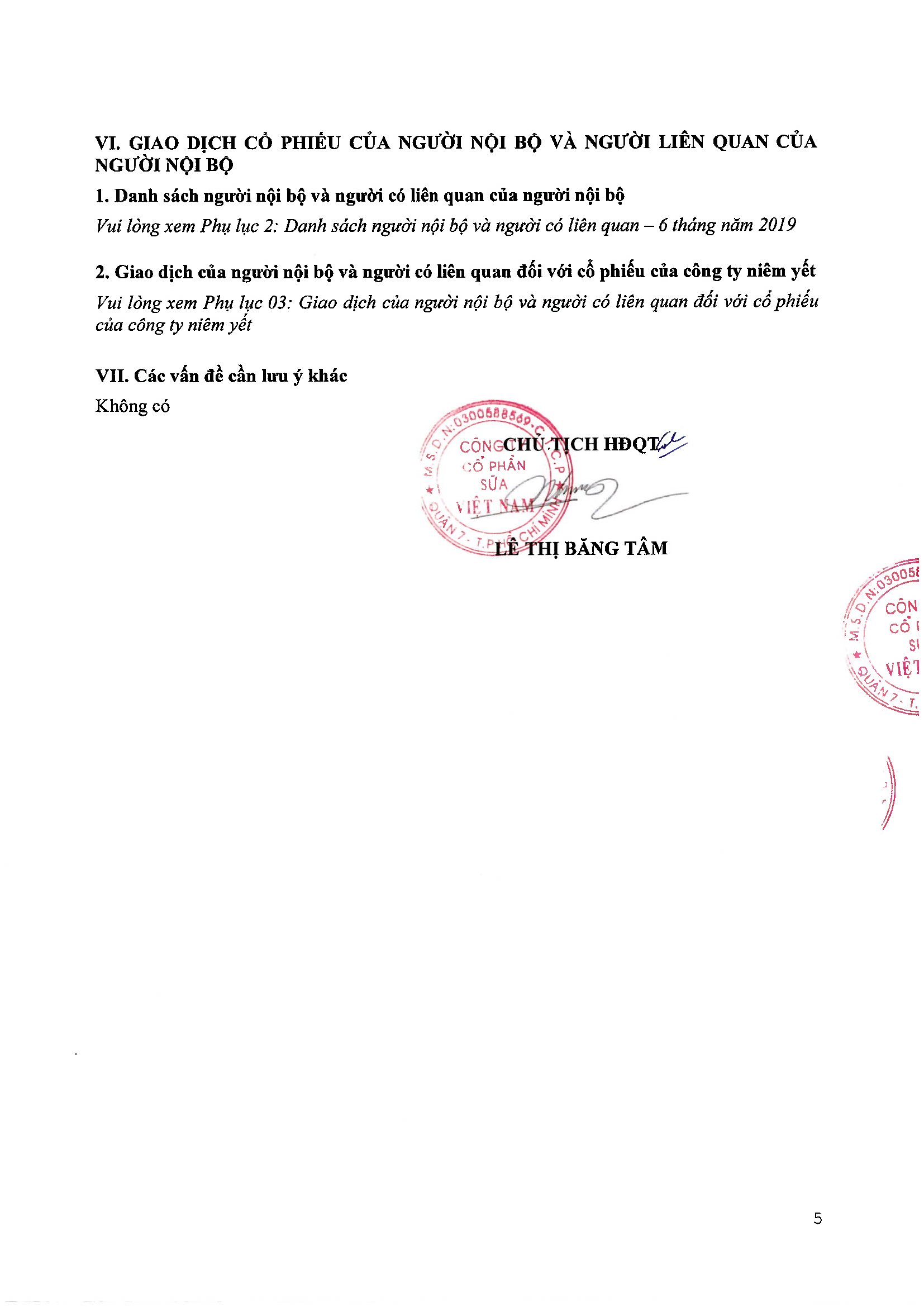 Báo cáo tình hình quản trị công ty niêm yết 6 tháng 2019 5