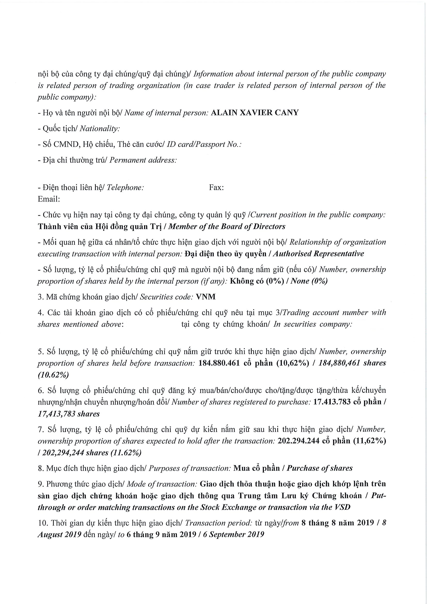 Notice of transaction in shares/fund certificates of internal person of public company, internal person of public fund and related persons of internal person 2