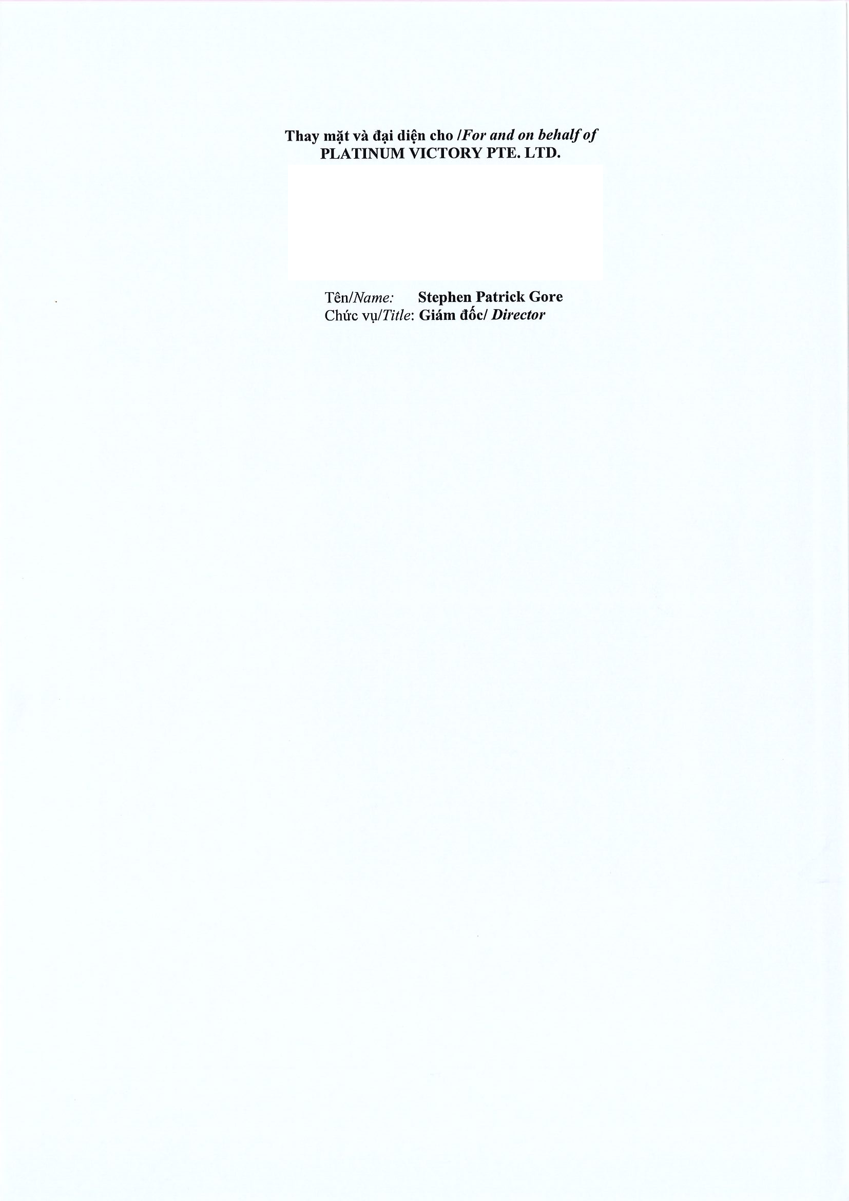 Thông báo giao dịch cổ phiếu/chứng chỉ quỹ của ngưởi nội bộ của công ty đại chúng, người nội bộ của quỹ đại chúng và người có liên quan của người nội bộ từ Platinum PLATINUM VICTORY PTE. LTD. 3
