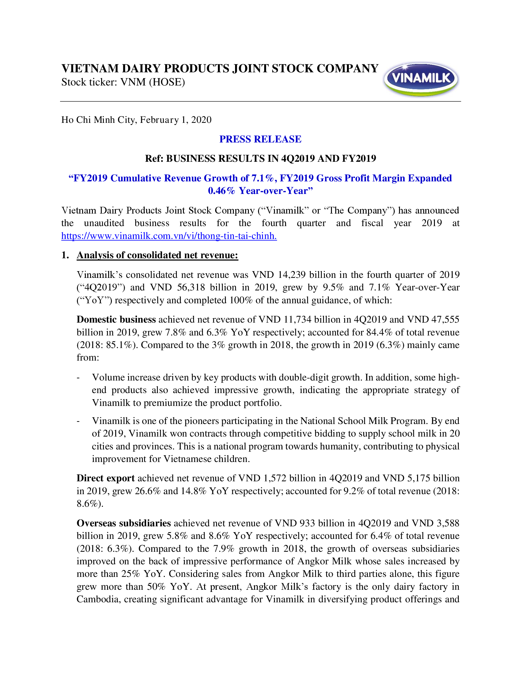 Business results Q4 and FY 2019 1