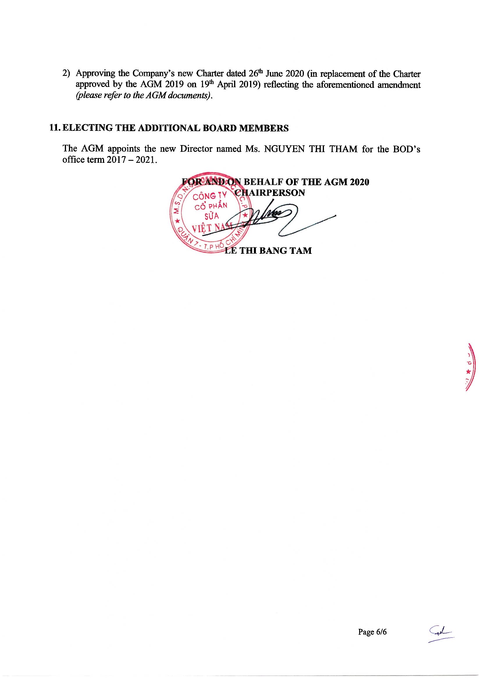 Annual General Meeting resolution 2020 6