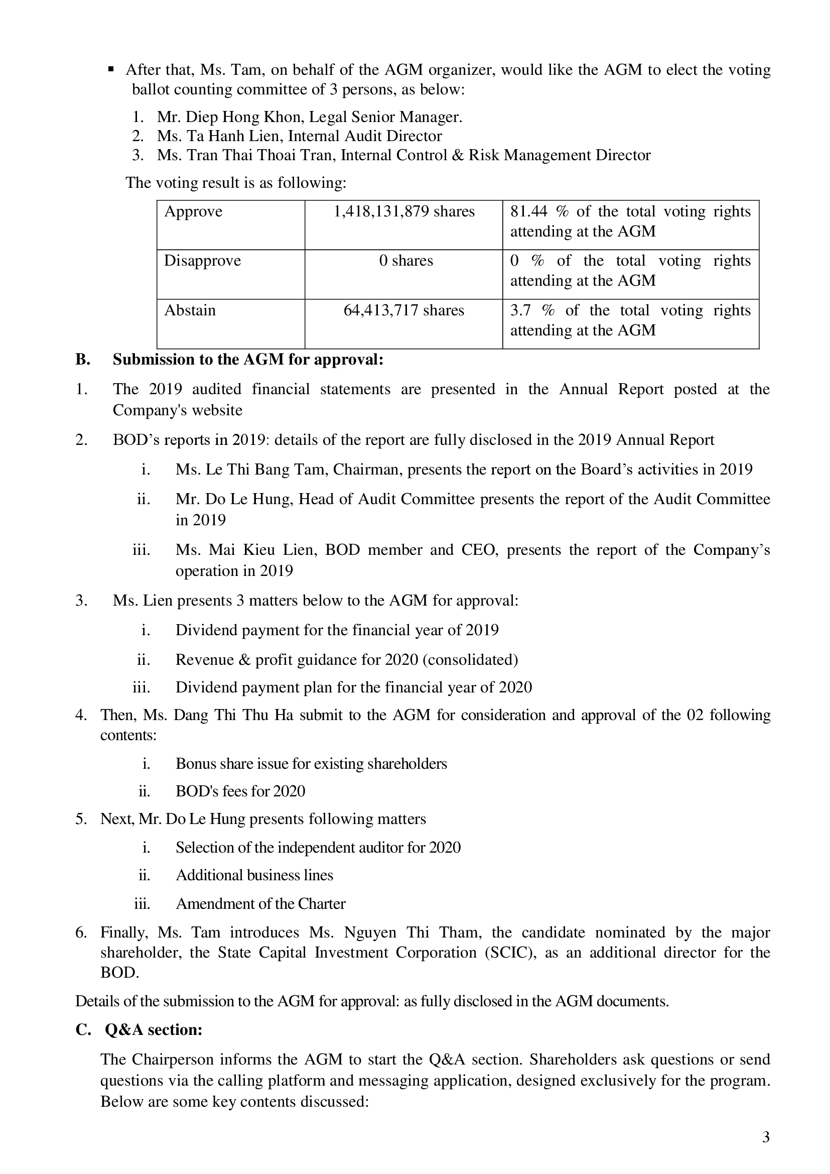 The minutes of annual general meeting of shareholders 2020 3