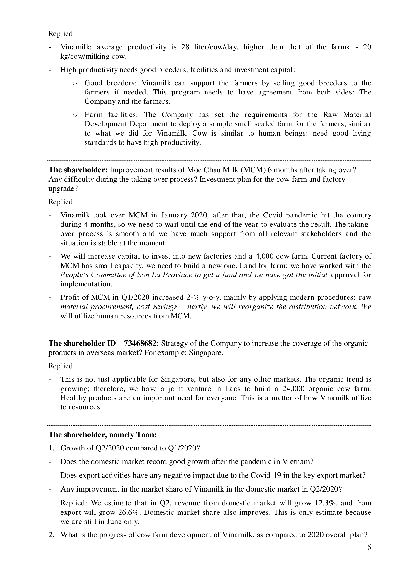 The minutes of annual general meeting of shareholders 2020 6