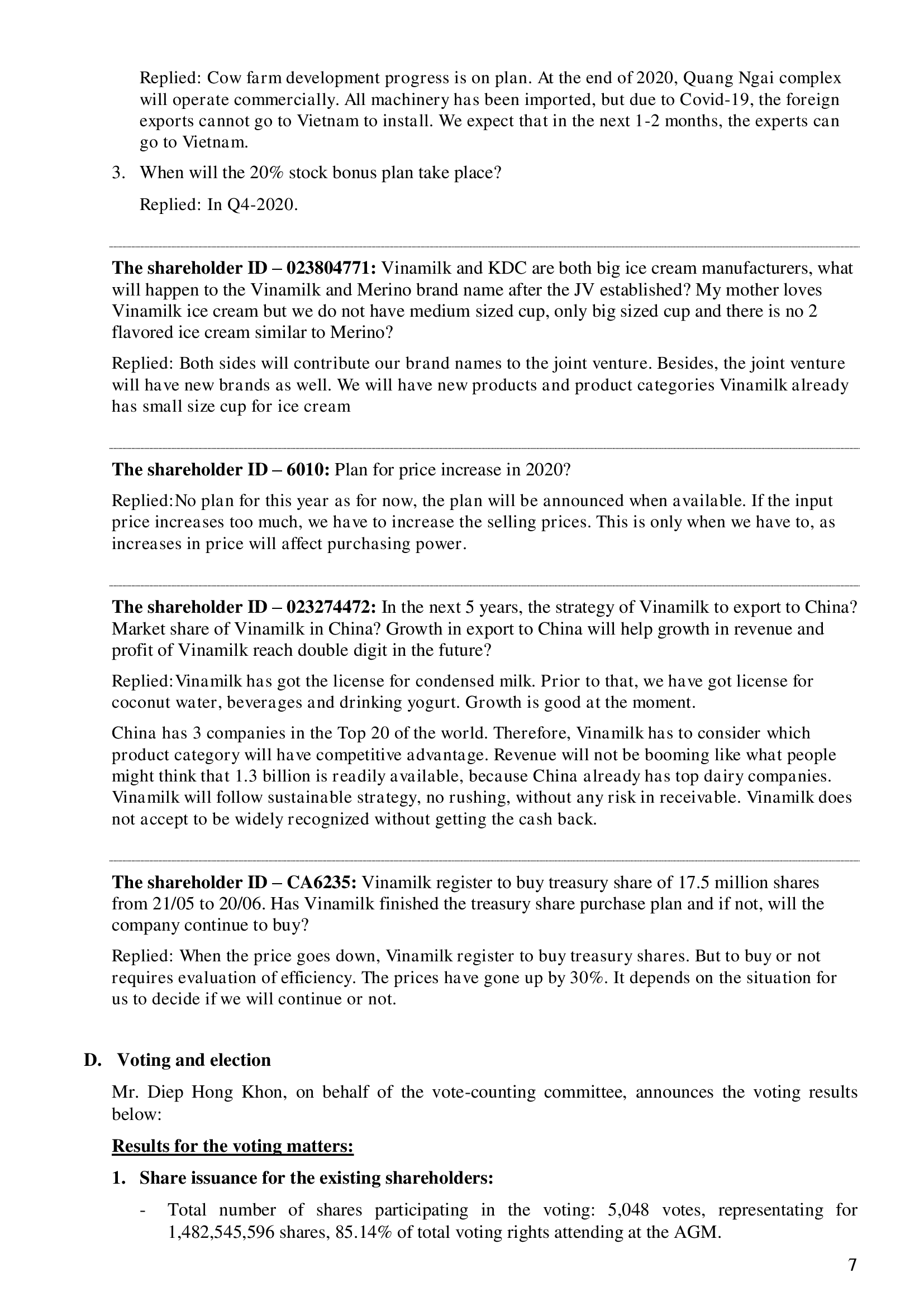 The minutes of annual general meeting of shareholders 2020 7