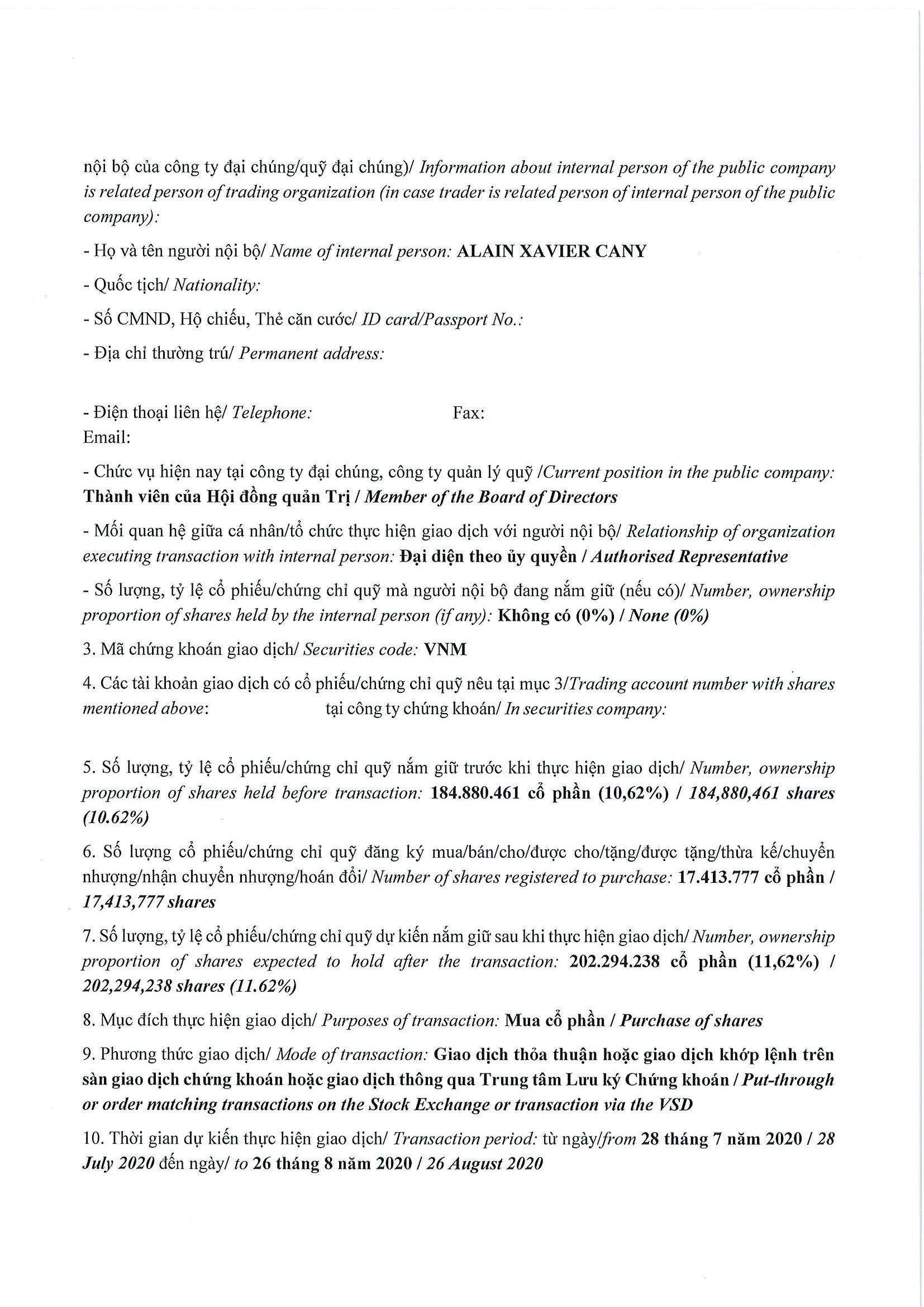 Notice of transaction of internal person from PLATINUM VICTORY PTE. LTD. 2