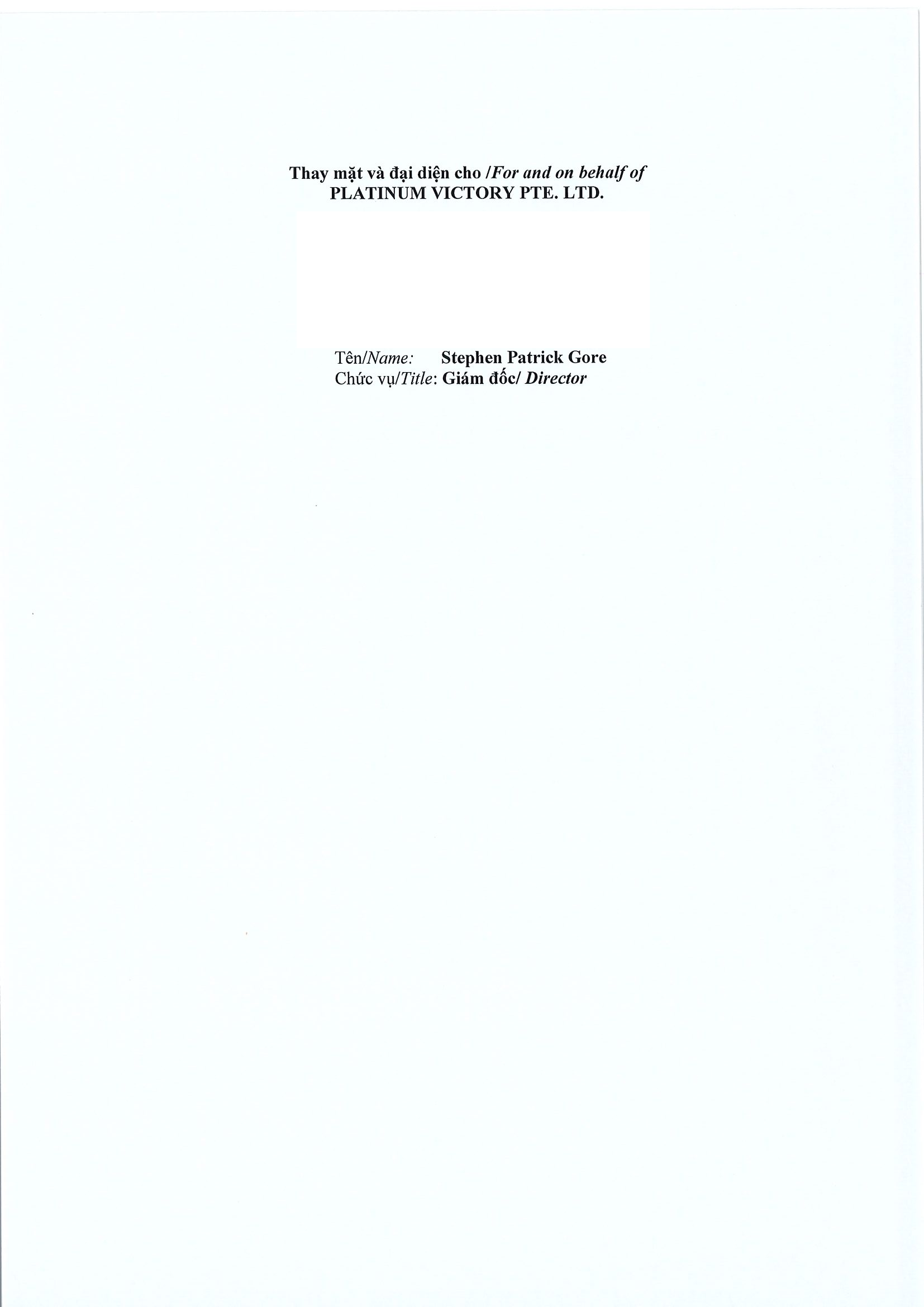 Report on results of transaction of internal person from PLATINUM VICTORY PTE. LTD. 4