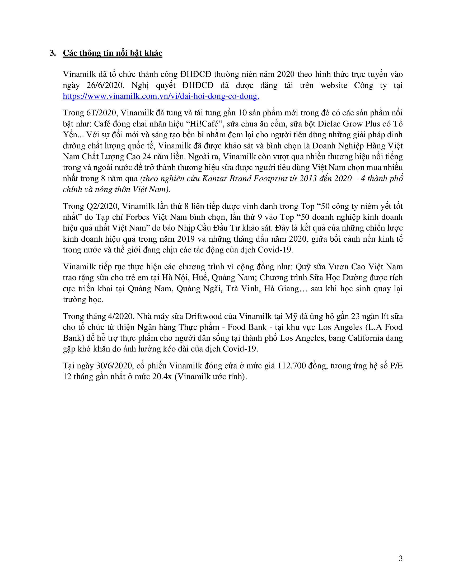 Cập nhật Kết quả kinh doanh quý 2 năm 2020 3