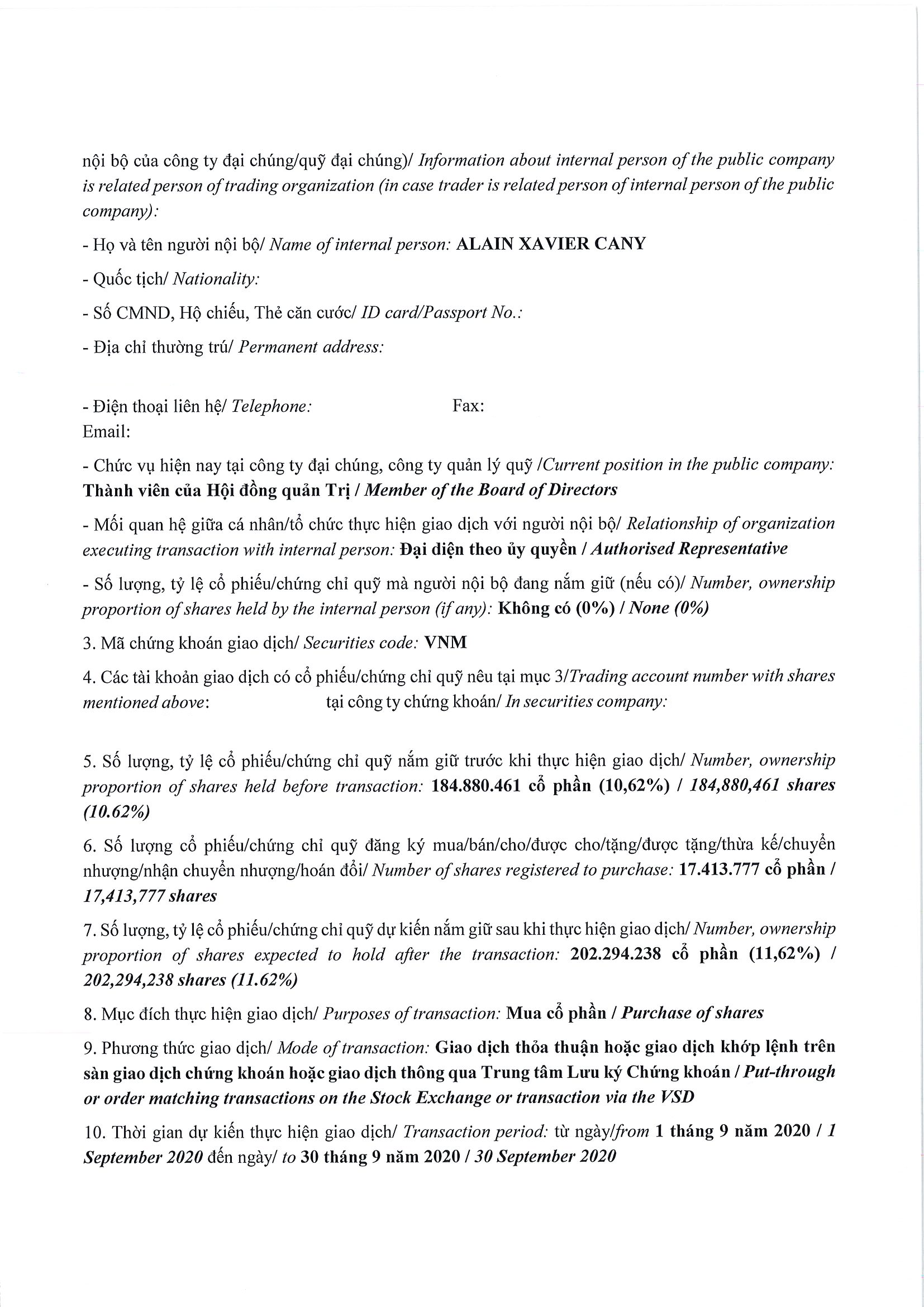 Notice of transaction of internal person from PLATINUM VICTORY PTE. LTD. 2