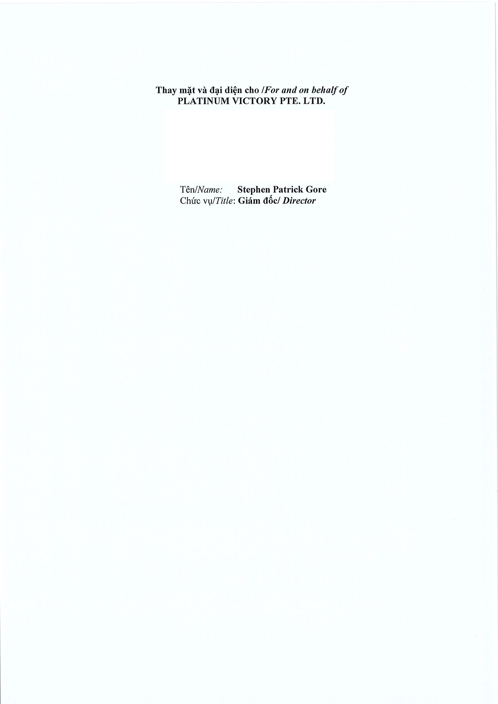 Report on results of transaction of internal person from PLATINUM VICTORY PTE. LTD. 4