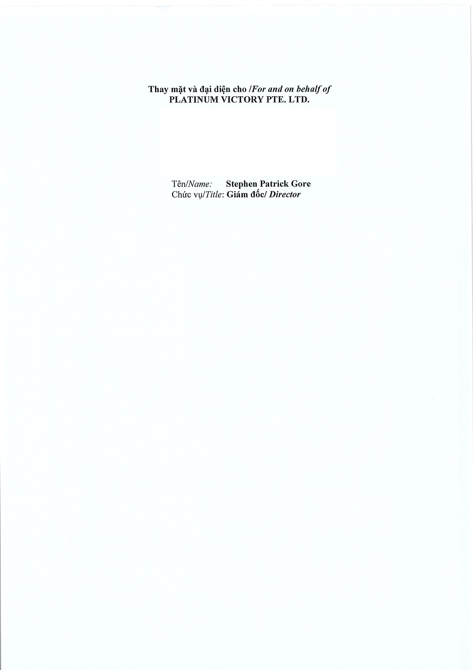 Report on results of transaction of internal person from PLATINUM VICTORY PTE. LTD. 4