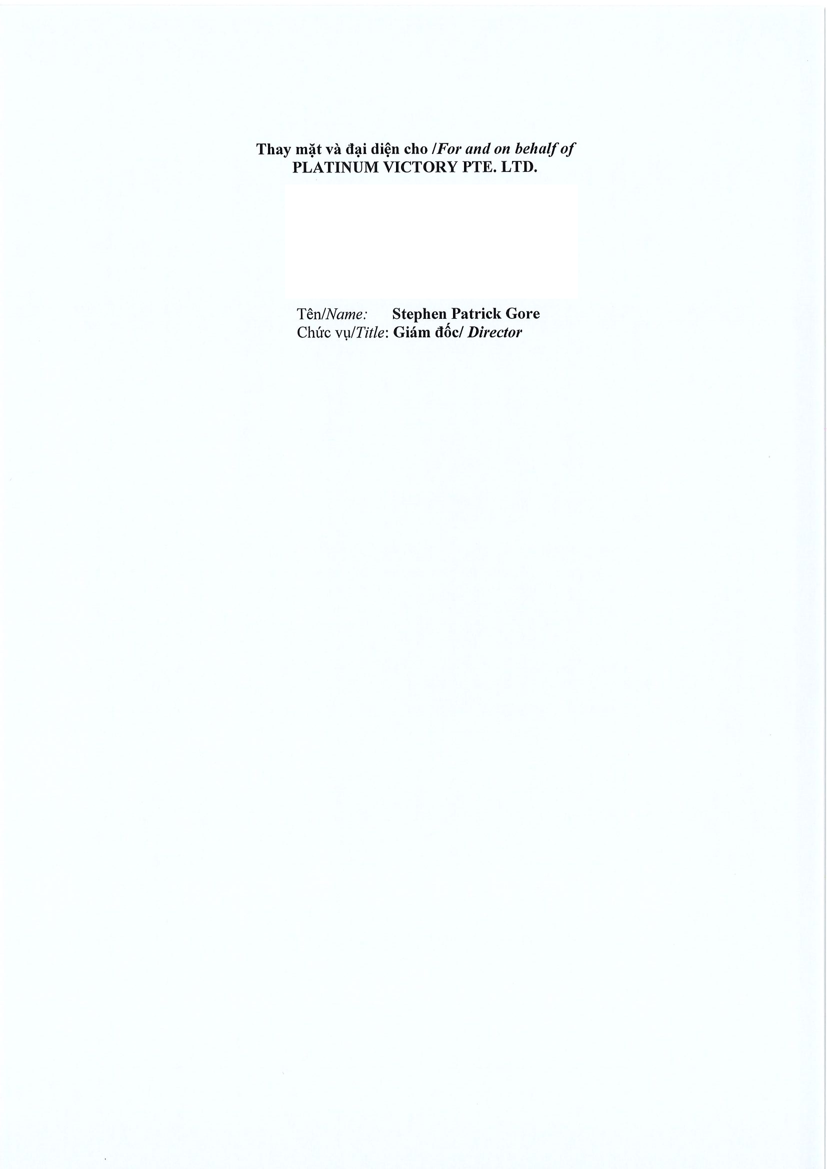 Report on results of transaction of internal person from PLATINUM VICTORY PTE. LTD. 4