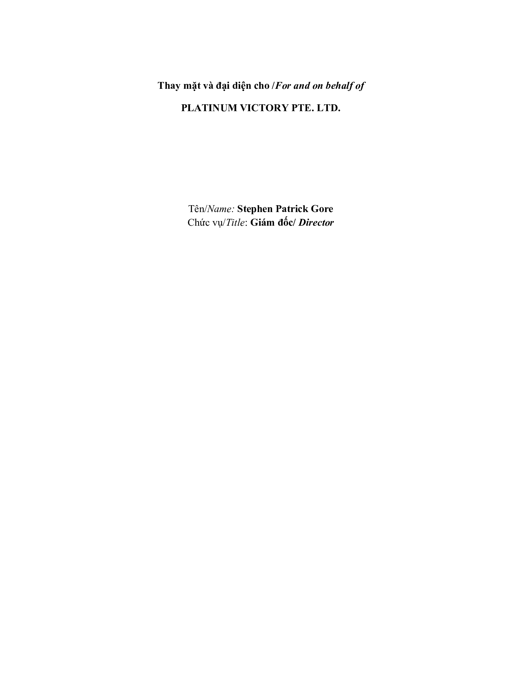 Báo cáo kết quả giao dịch của Người Nội bộ: PLATINUM VICTORY PTE. LTD. 4