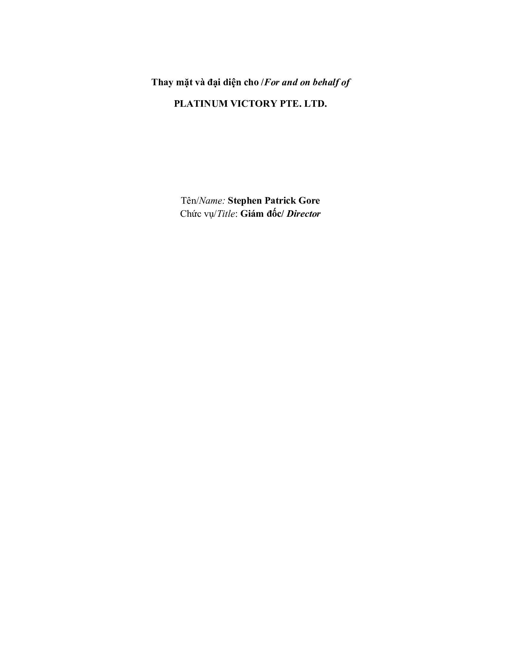 Báo cáo kết quả giao dịch của Người Nội bộ: PLATINUM VICTORY PTE. LTD. 4