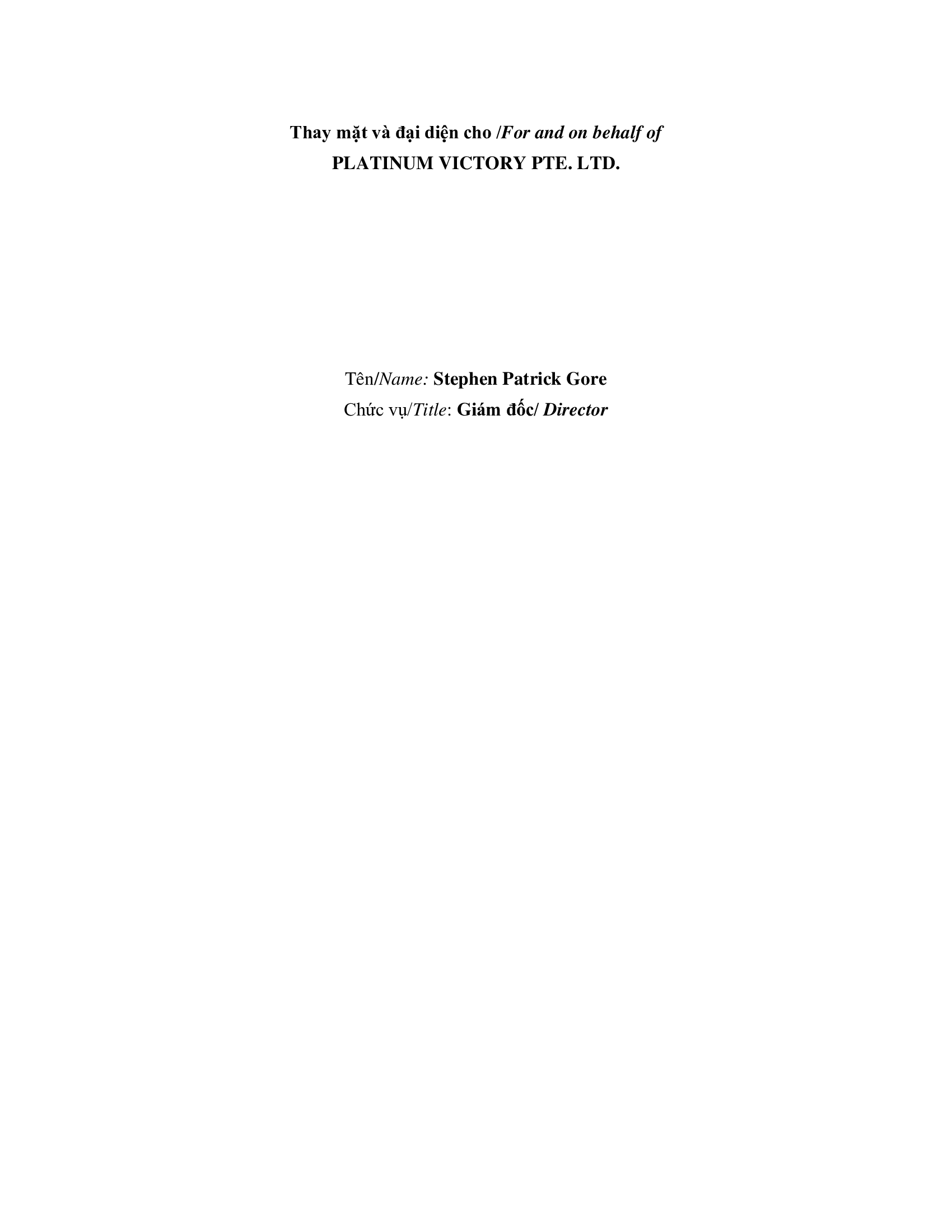 Notice of transaction of internal person from PLATINUM VICTORY PTE. LTD. 3