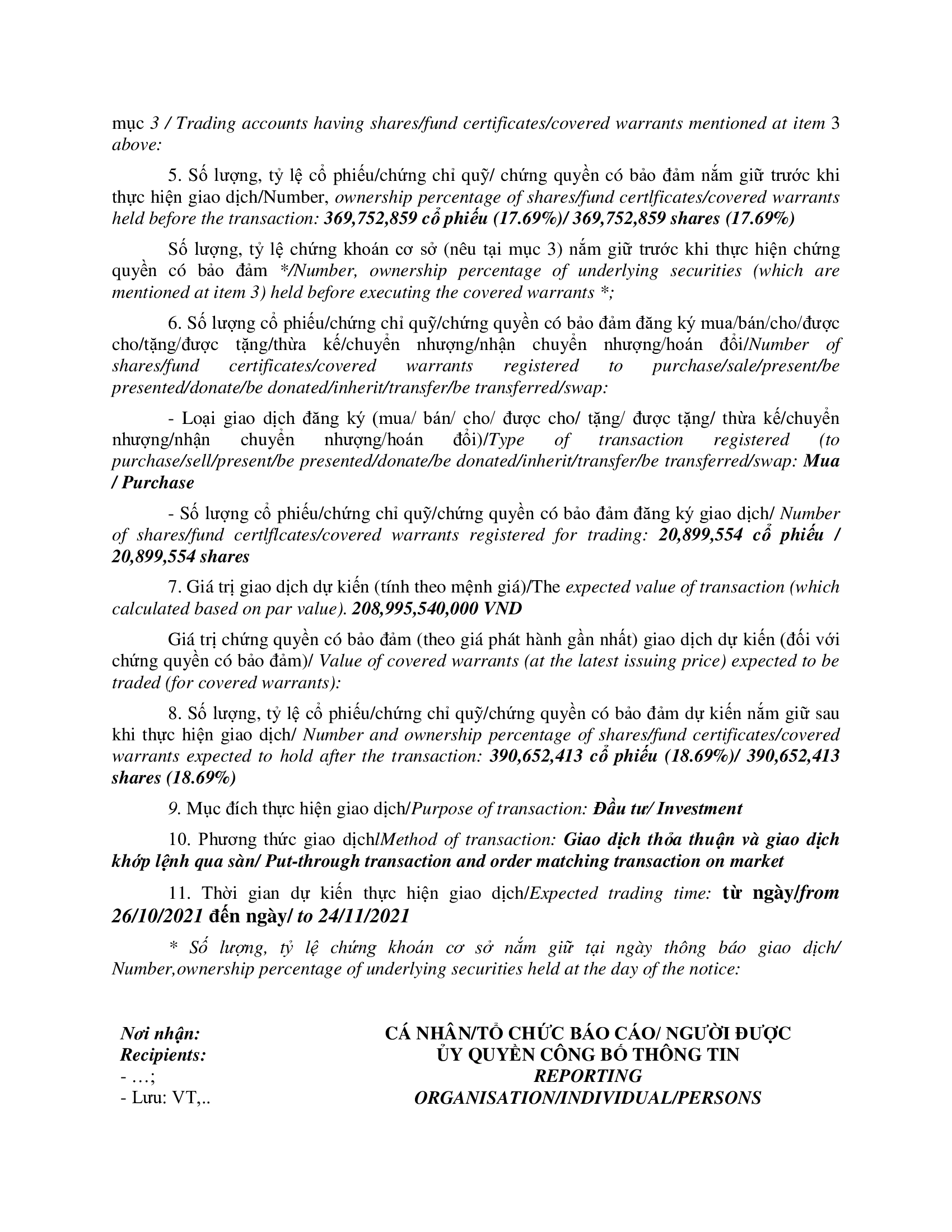 Notice of transaction of internal person from F&N DAIRY INVESTMENTS PTE. LTD 3