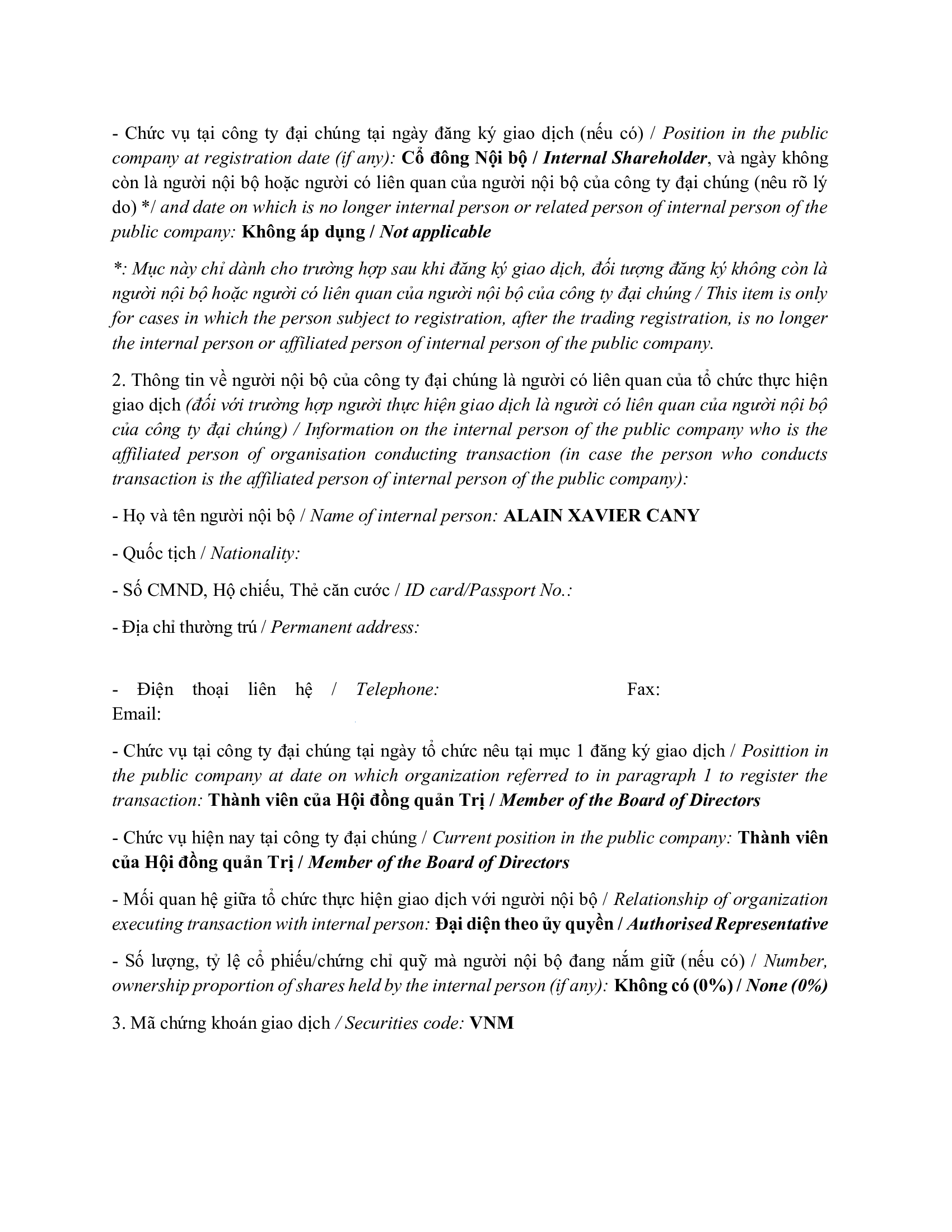 Report on results of transaction of internal person from   PLATINUM VICTORY PTE. LTD. 2