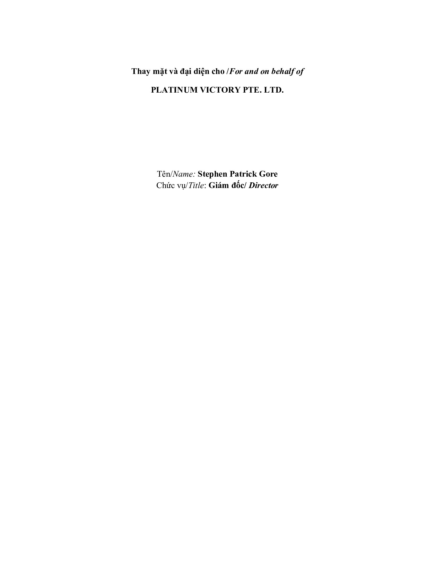 Báo cáo kết quả giao dịch của Người Nội bộ: PLATINUM VICTORY PTE. LTD. 4