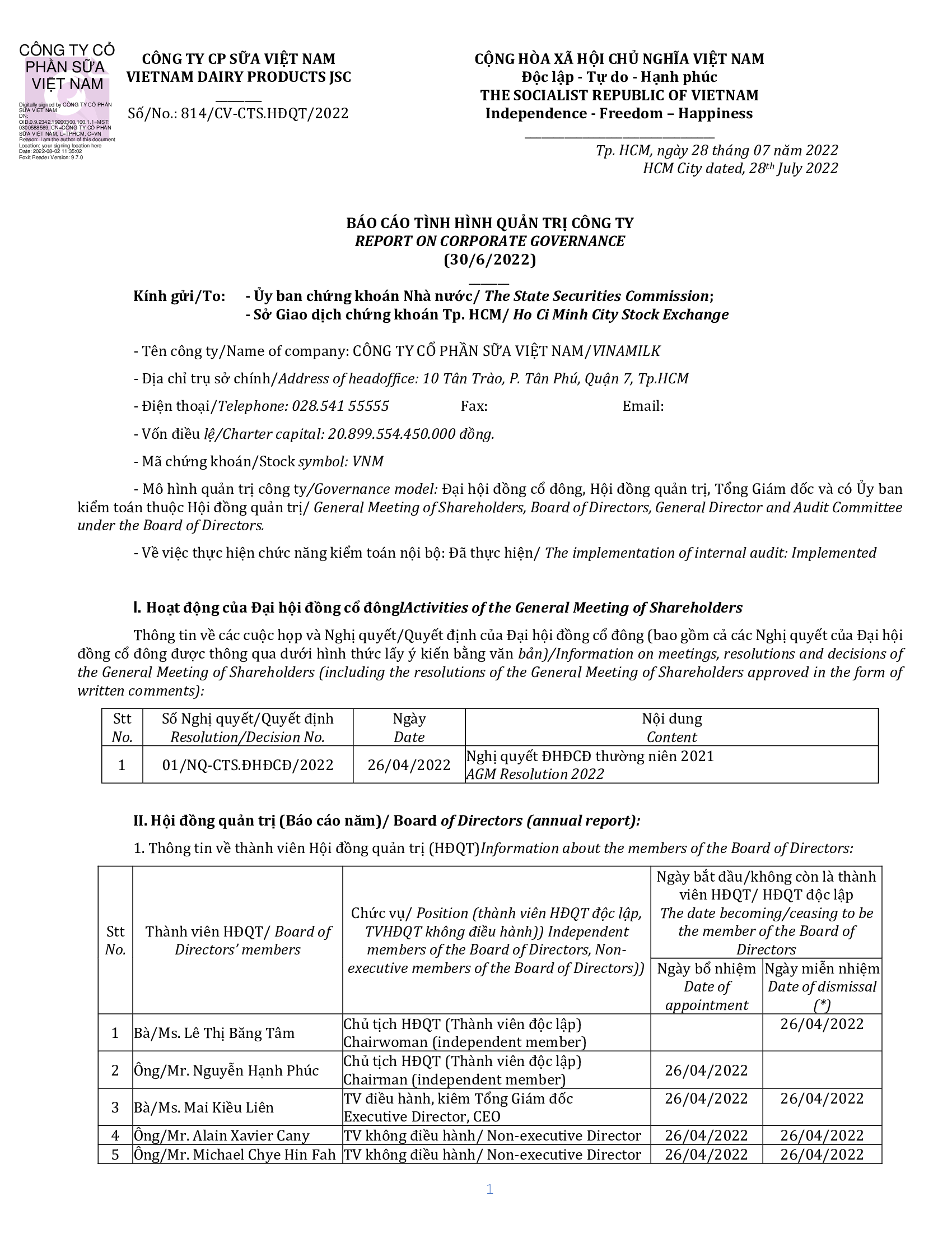 Report on corporate governance 30-06-2022 1