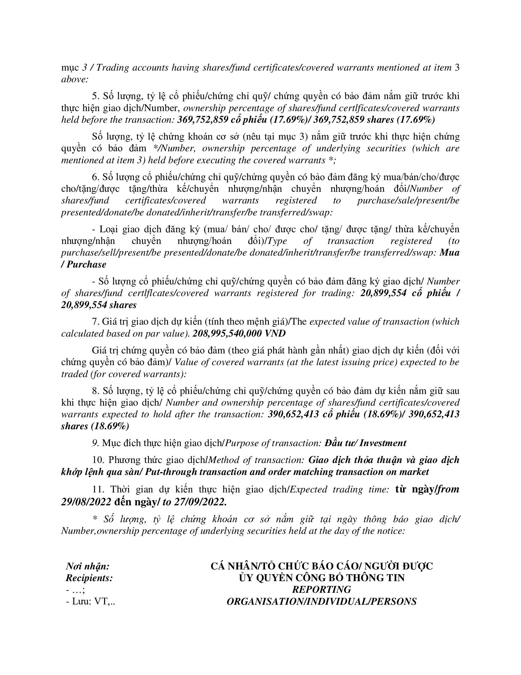 Notice of transaction of internal person from F&N DAIRY INVESTMENTS PTE. LTD 3