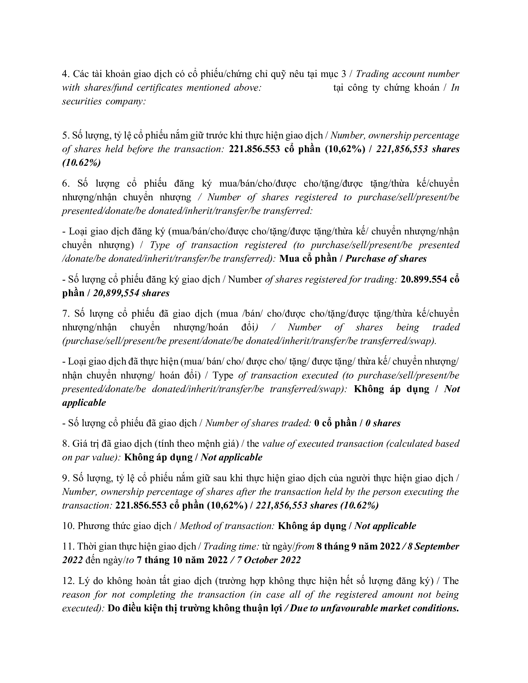 Report on results of transaction of internal person from PLATINUM VICTORY PTE. LTD. 3