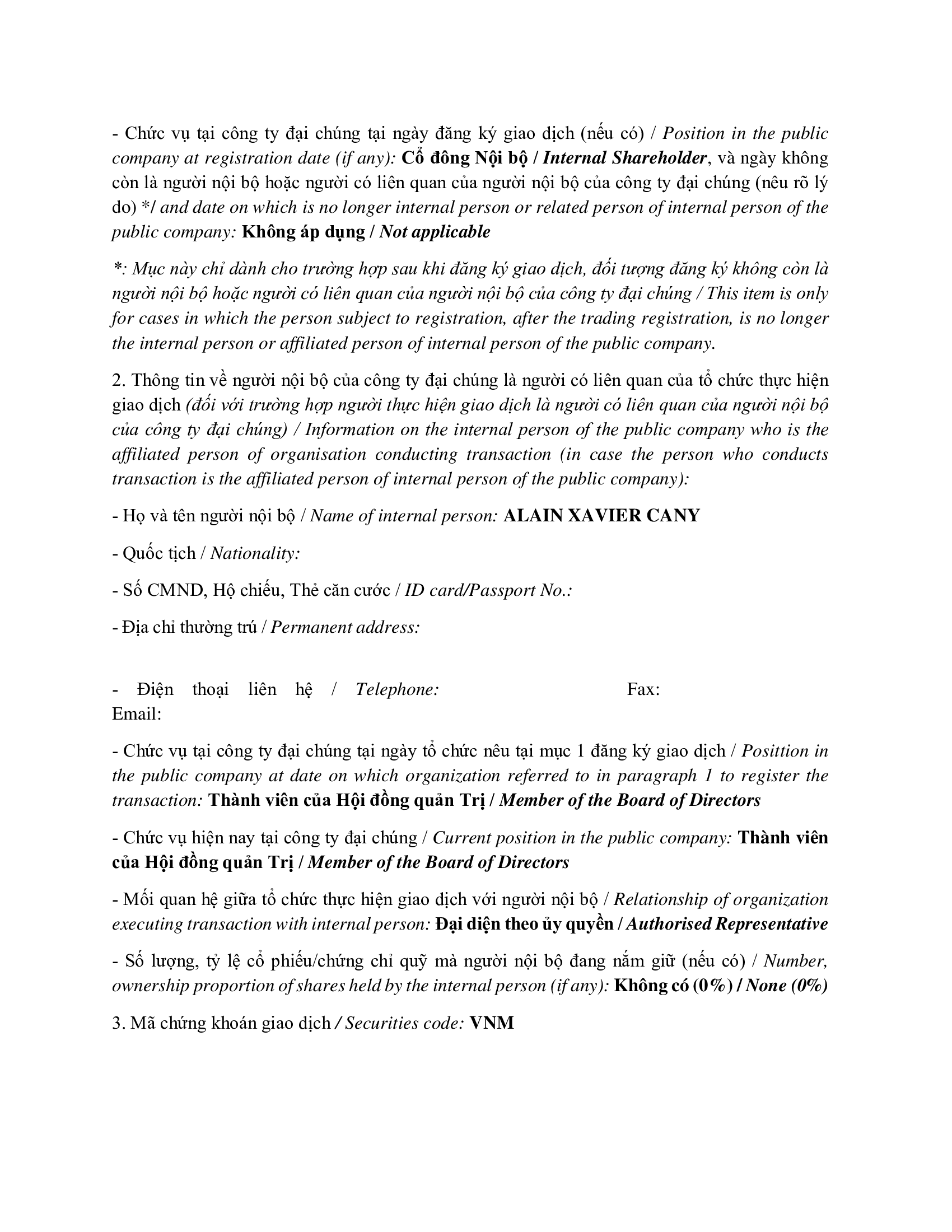 Báo cáo kết quả giao dịch của Người Nội bộ: PLATINUM VICTORY PTE. LTD. 2