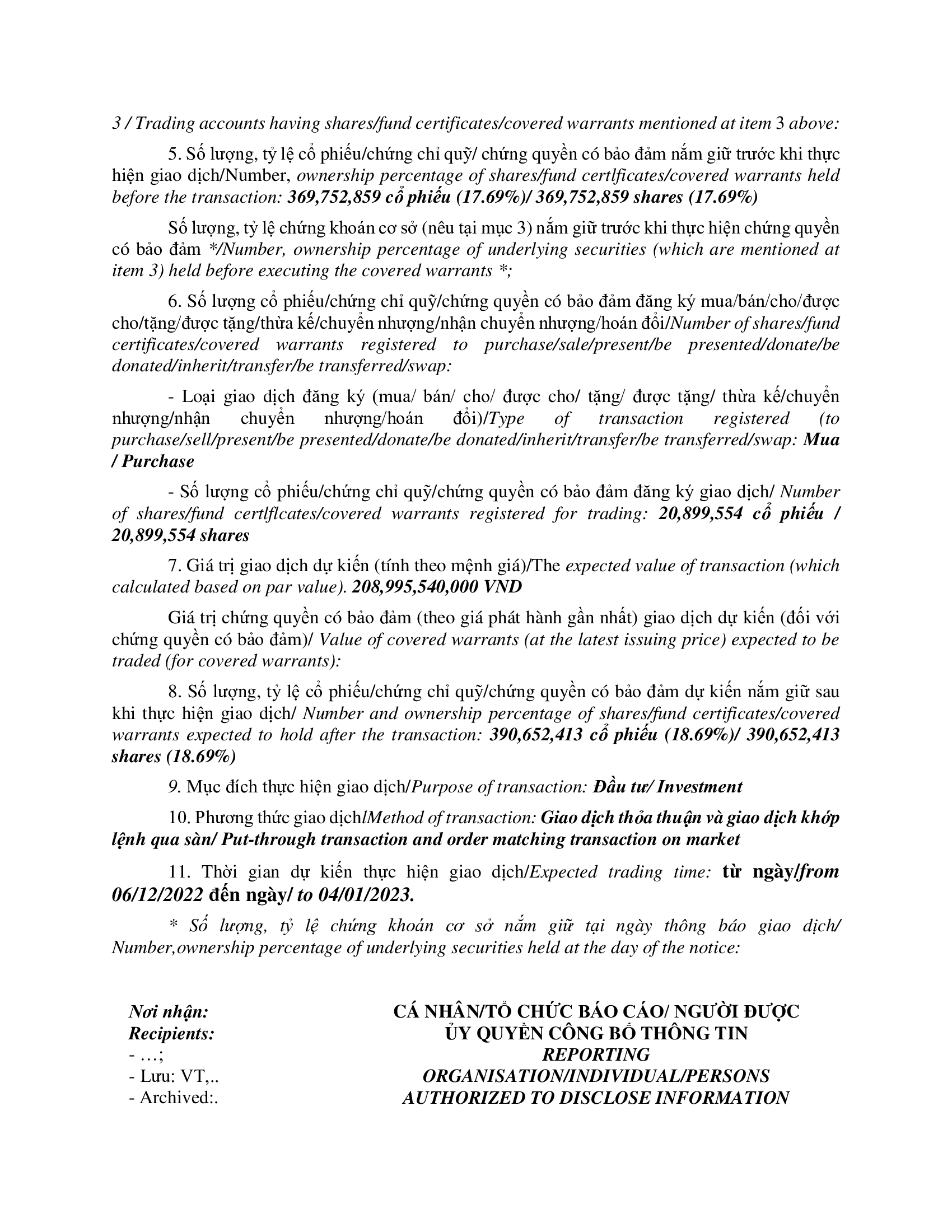 Thông báo giao dịch của Người Nội bộ: F&N DAIRY INVESTMENTS PTE. LTD 3