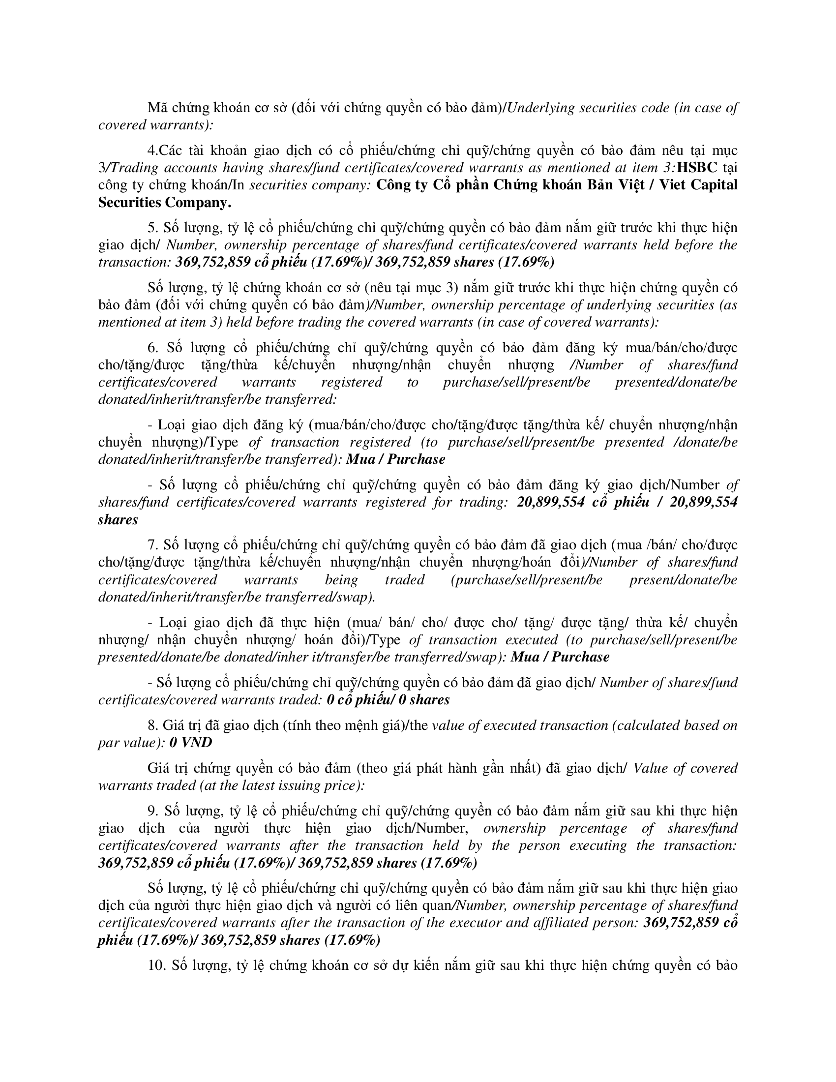 Report on results of transaction of internal person from F&N DAIRY INVESTMENTS PTE. LTD 3