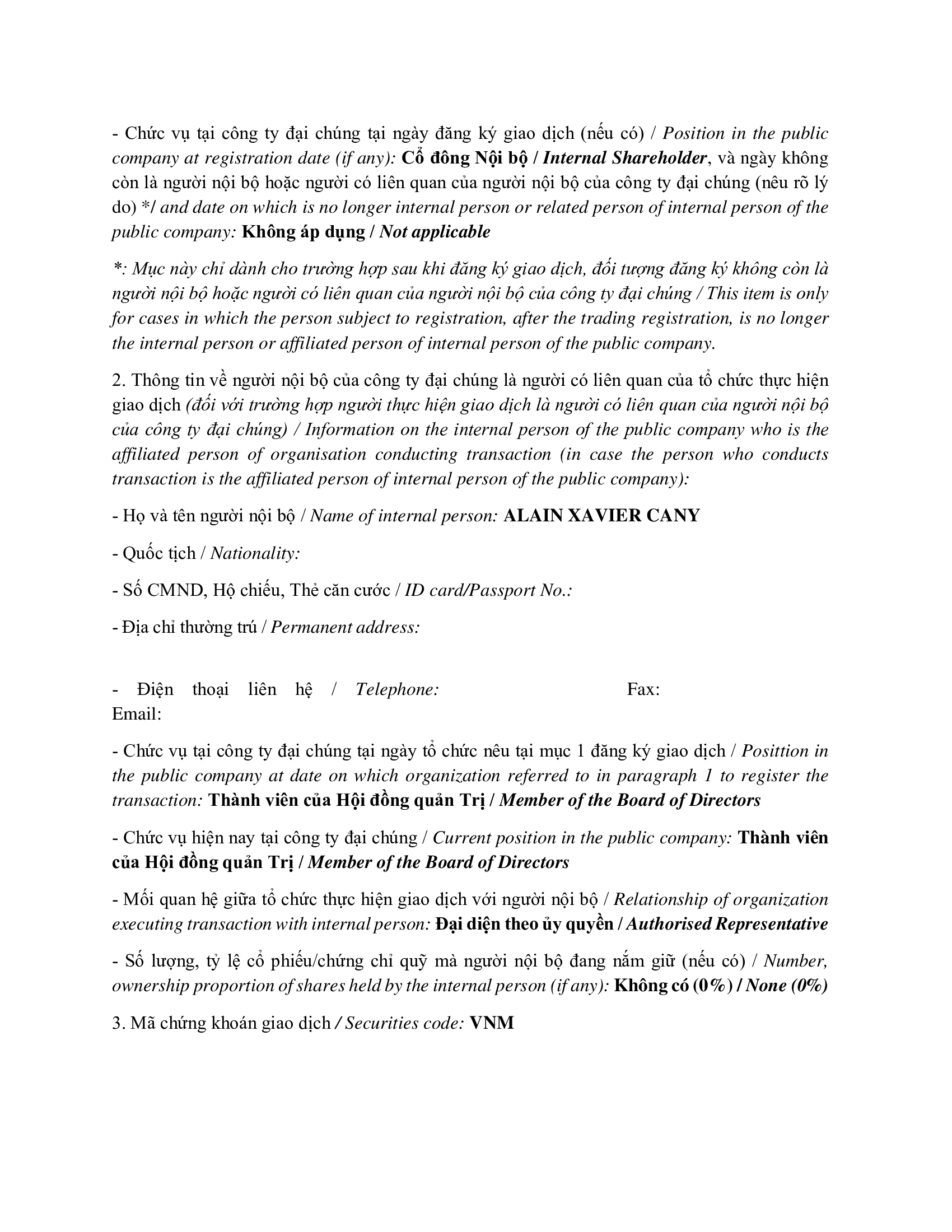 Báo cáo kết quả giao dịch của Người Nội bộ: PLATINUM VICTORY PTE. LTD. 2