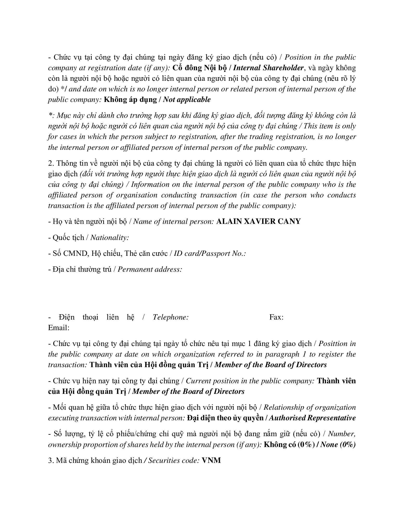 Báo cáo kết quả giao dịch của Người Nội bộ: PLATINUM VICTORY PTE. LTD. 2