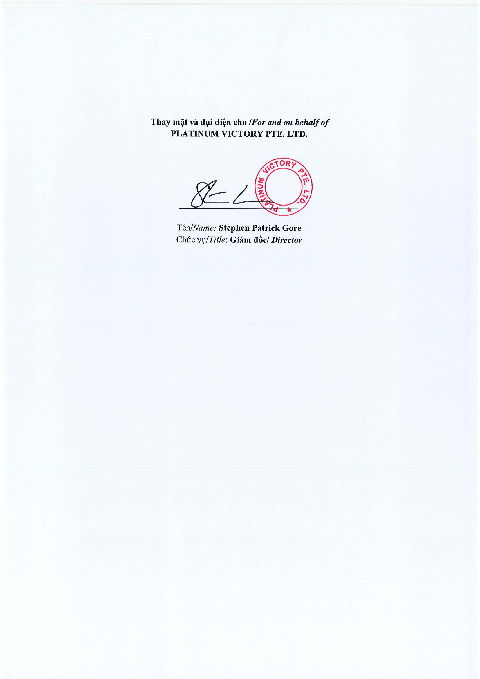 Báo cáo kết quả giao dịch của Người Nội bộ: PLATINUM VICTORY PTE. LTD. 4