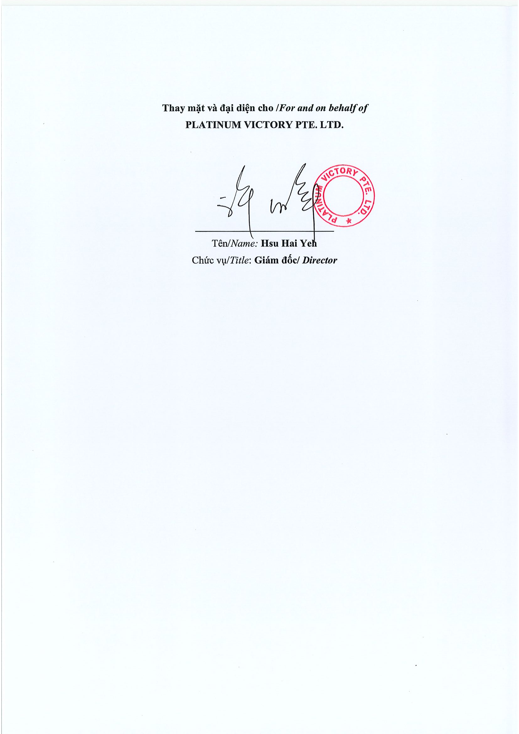 Thông báo giao dịch của Người Nội bộ: PLATINUM VICTORY PTE. LTD. 3