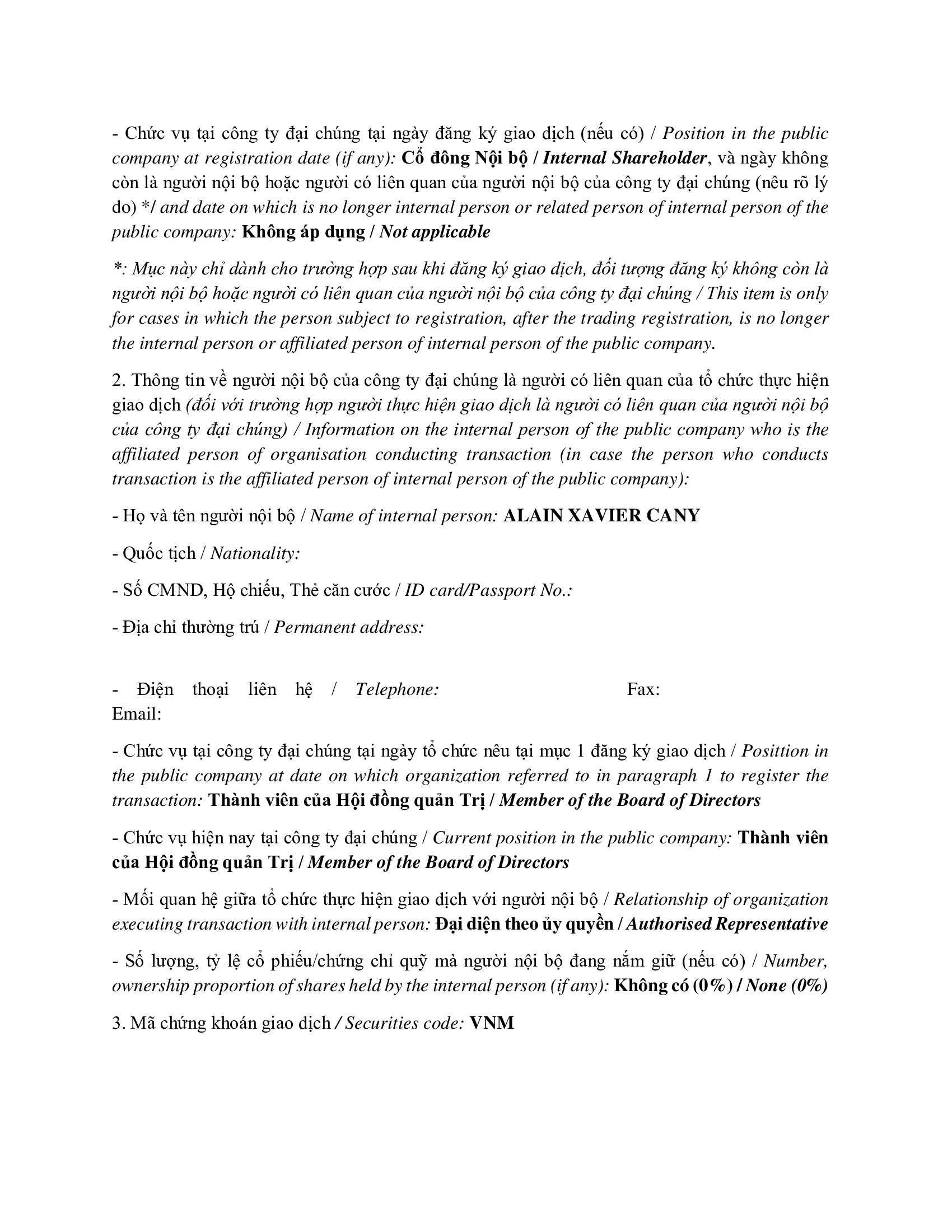 Báo cáo kết quả giao dịch của Người Nội bộ: PLATINUM VICTORY PTE. LTD. 2