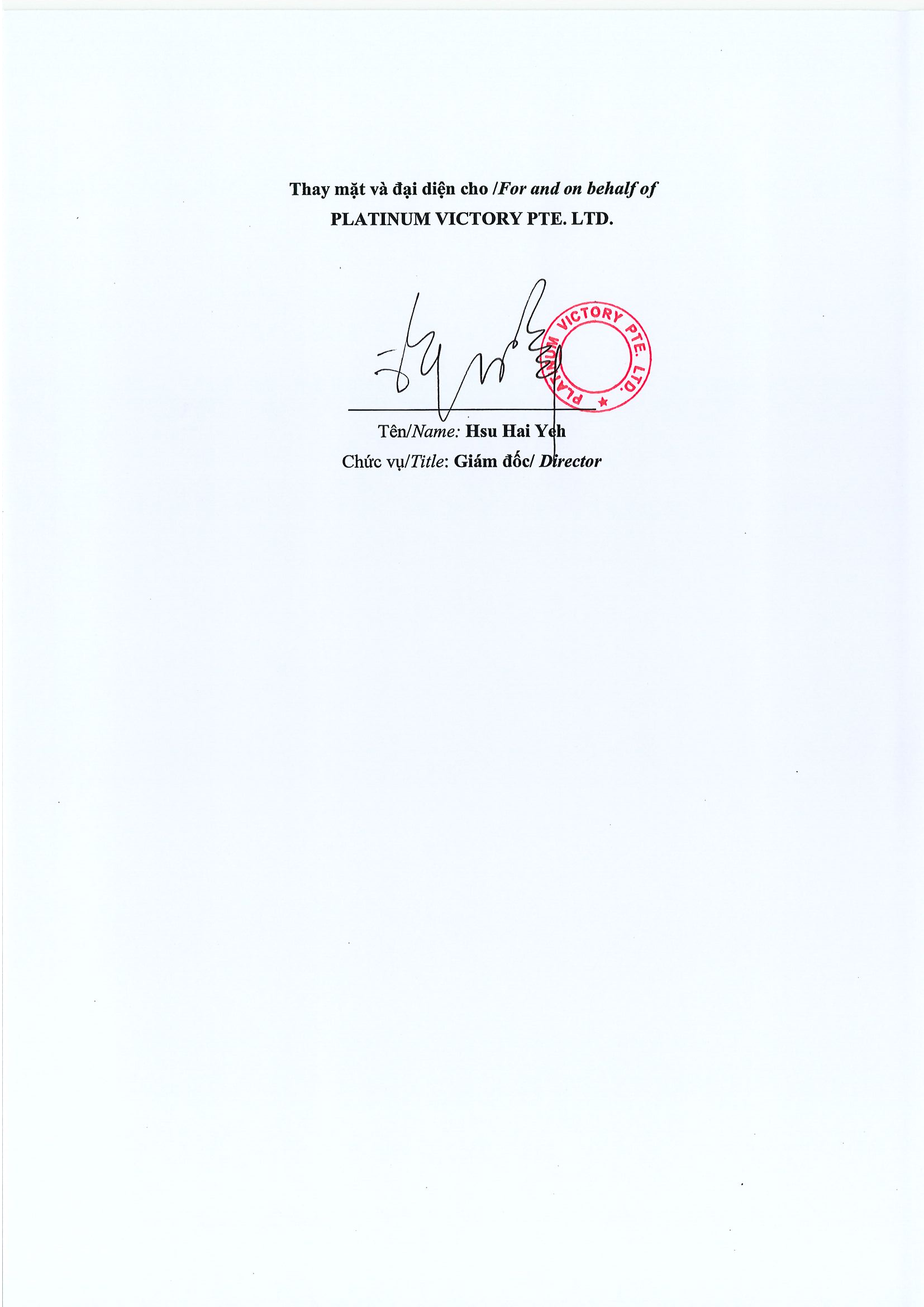 Báo cáo kết quả giao dịch của Người Nội bộ: PLATINUM VICTORY PTE. LTD. 4