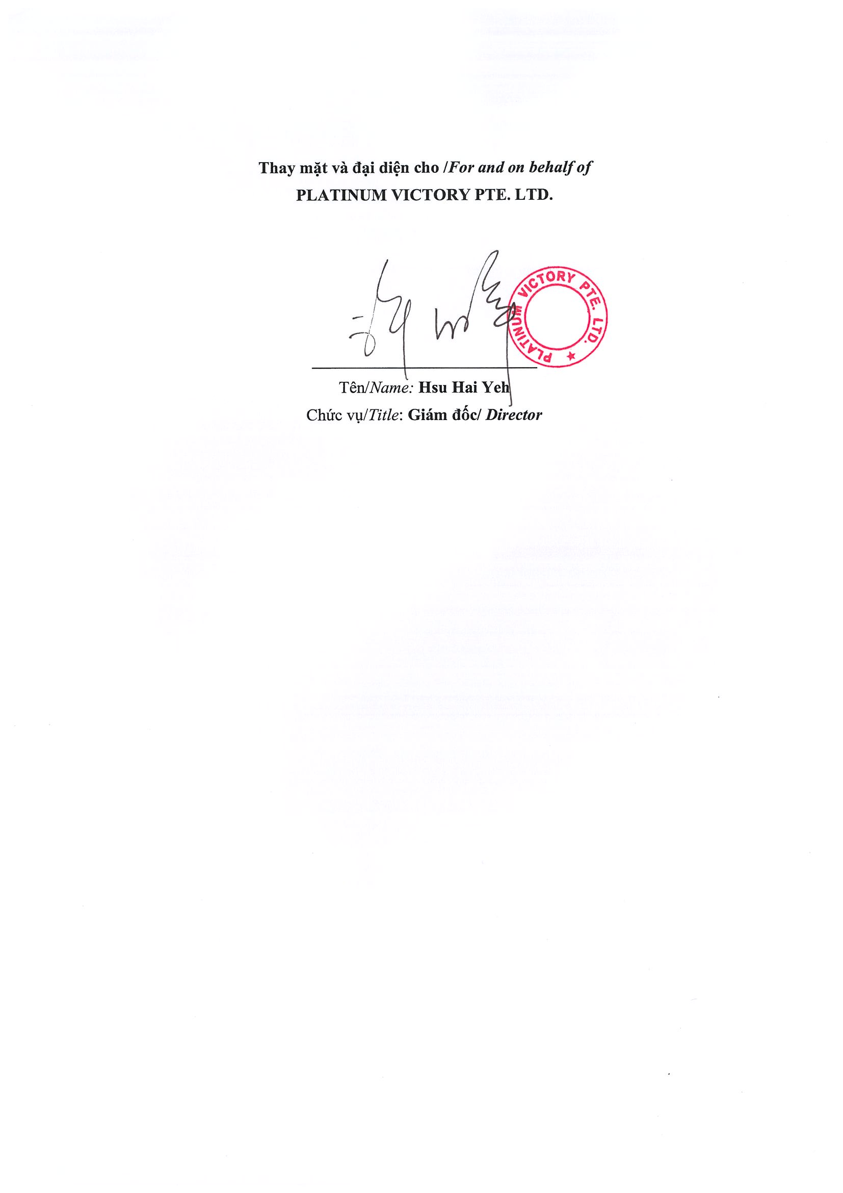 Report on results of transaction of internal person from PLATINUM VICTORY PTE. LTD. 4