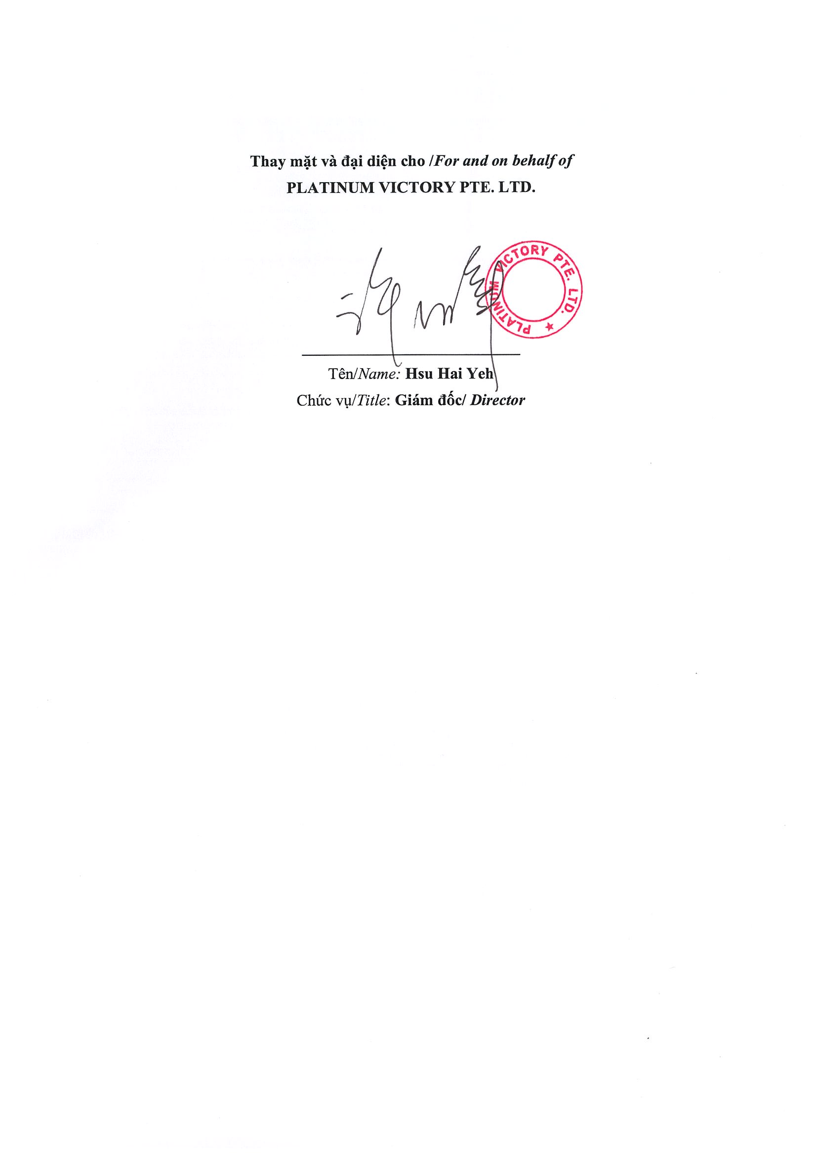 Notice of transaction of internal person from PLATINUM VICTORY PTE. LTD. 3