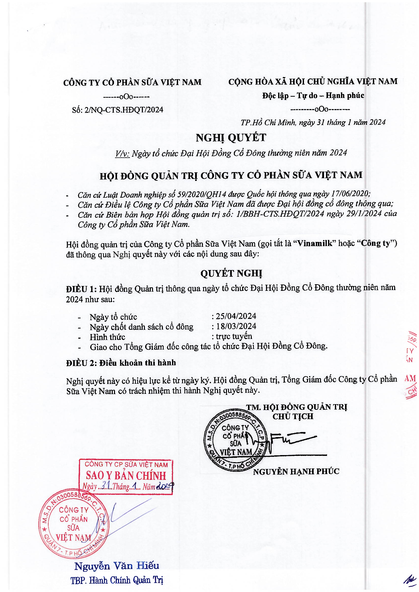 Information disclosure of the AGM 2024 3