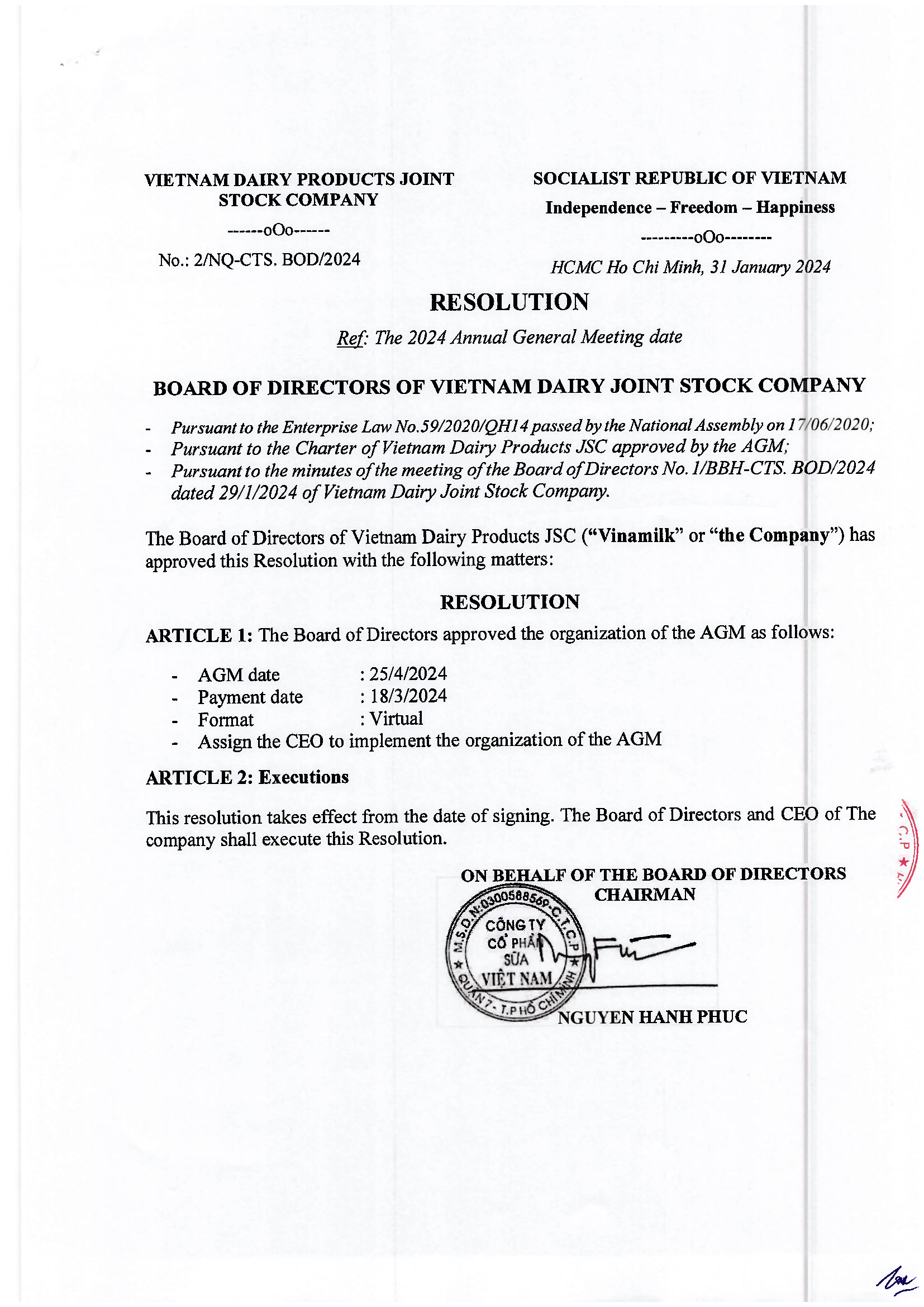 Information disclosure of the AGM 2024 4