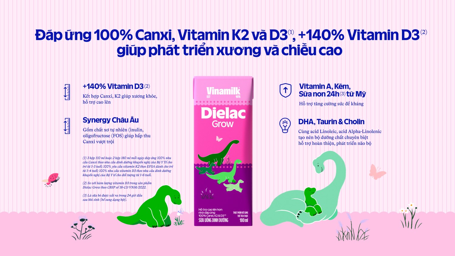 Dòng sữa Dielac Grow giàu canxi, giúp phát triển chiều cao