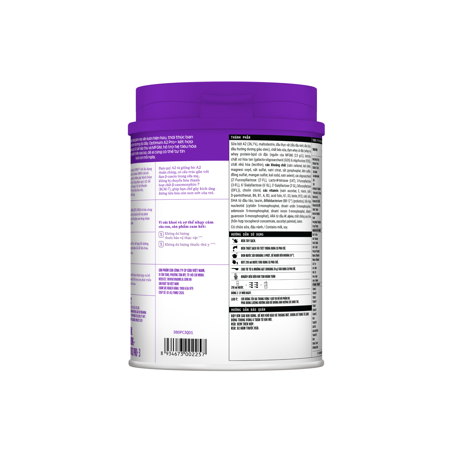 Sữa bột trẻ em Optimum A2 Pro 3+ (trên 3 tuổi) 800g